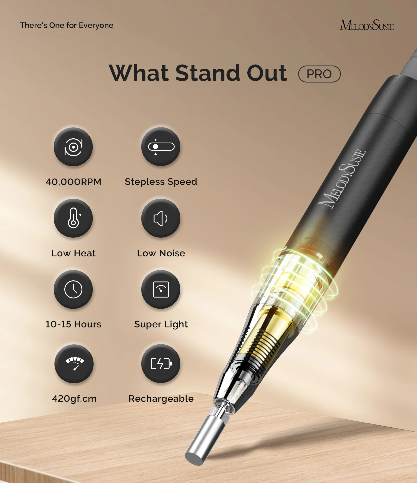 MB420G Clip-On Professional Rechargeable 2-in-1 Nail Drill with Built-In Stand 40,000RPM - Image 12