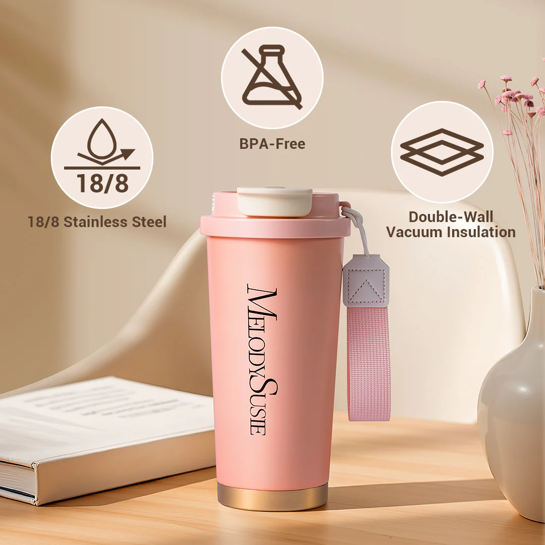 MelodySusie Pink 17oz Stainless Steel Travel Coffee Cup - Image 2