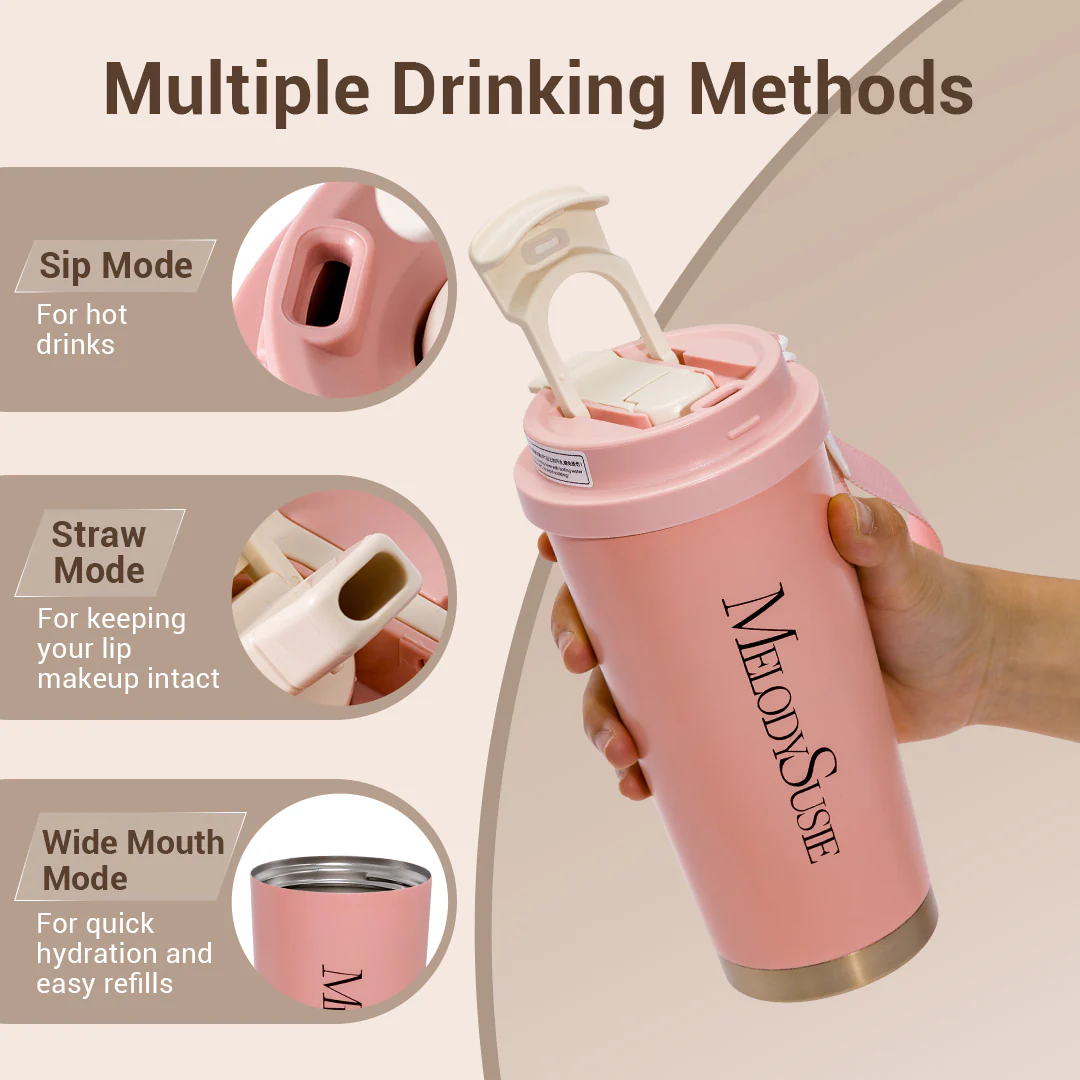 MelodySusie Pink 17oz Stainless Steel Travel Coffee Cup - Image 4