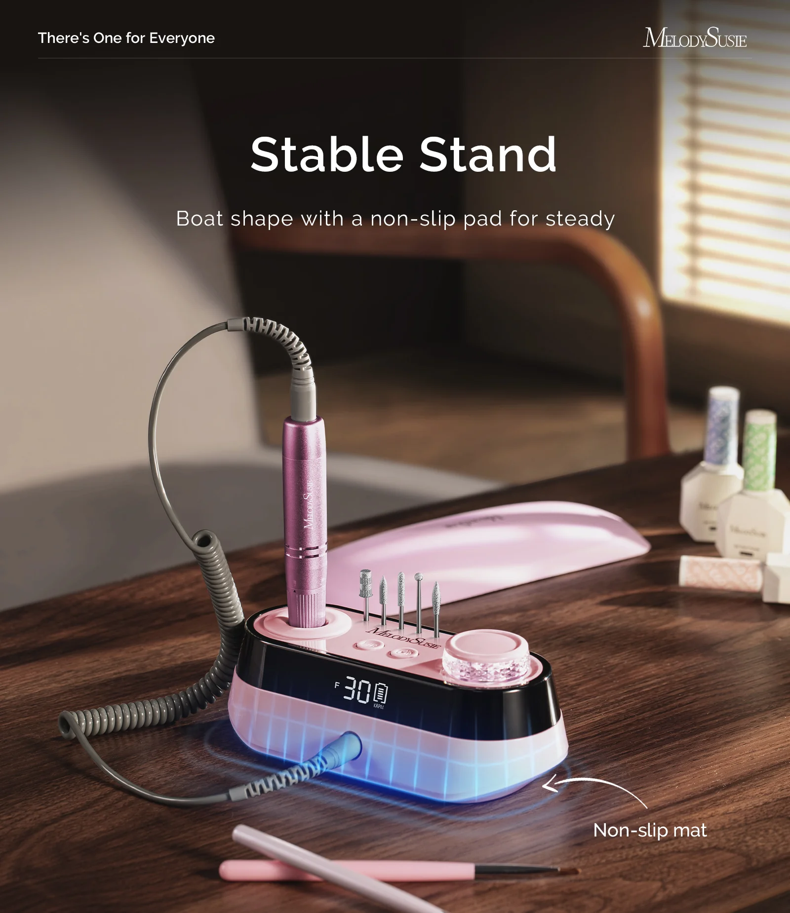 SC320A Desktop Multifunctional Rechargeable Nail Drill 30,000RPM - Pink - Image 3
