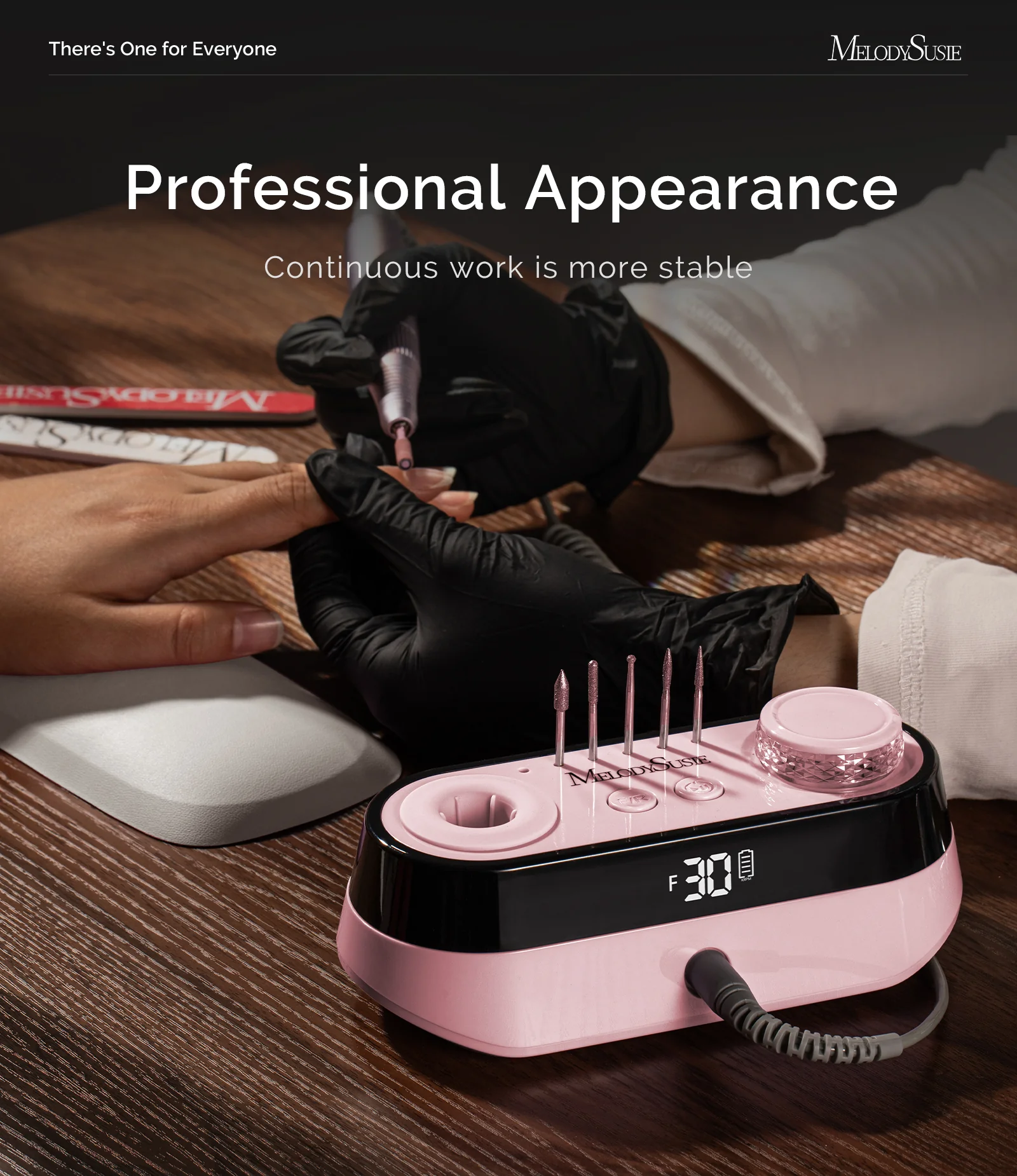 SC320A Desktop Multifunctional Rechargeable Nail Drill 30,000RPM - Pink - Image 4