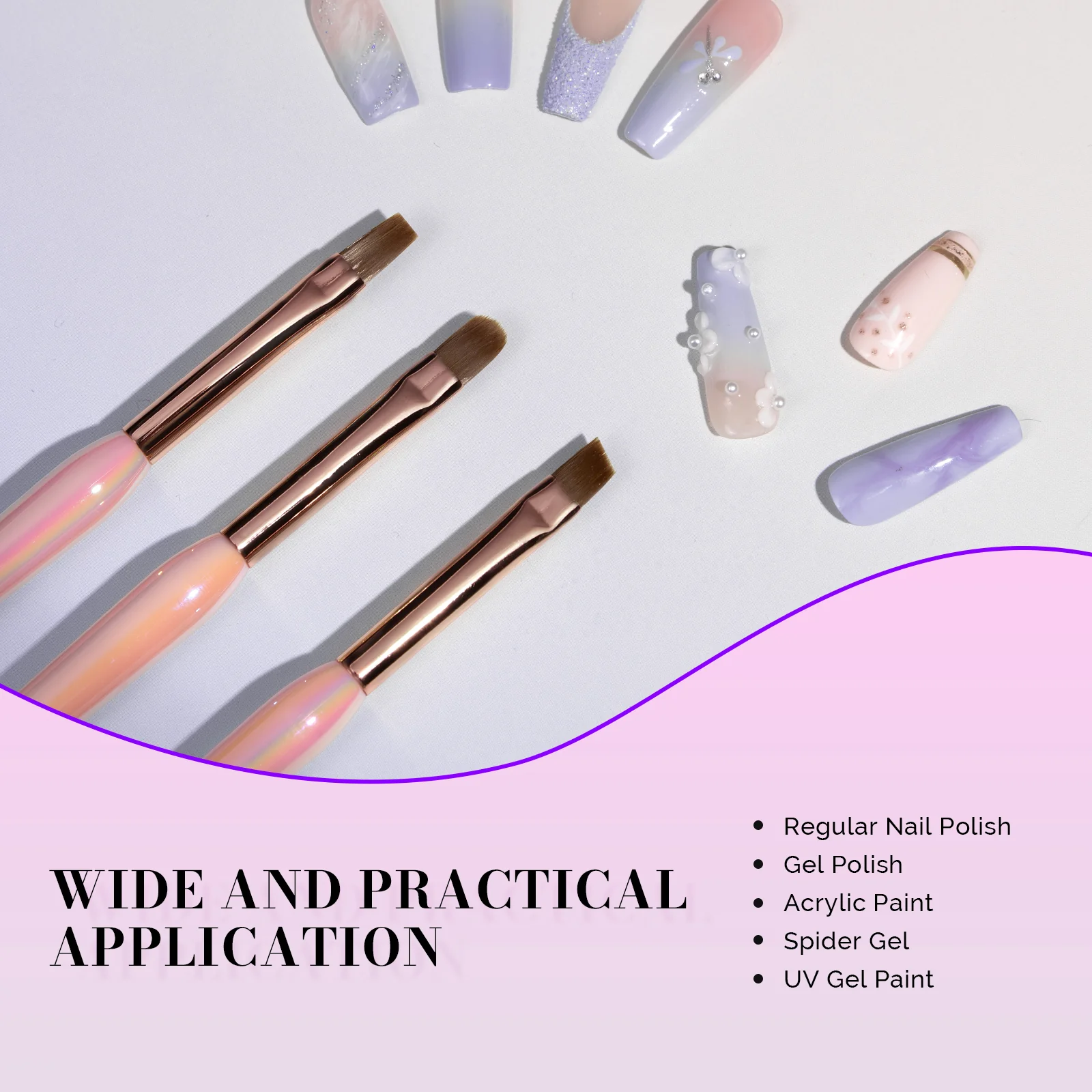 Nail Art Brushes Set 3Pcs - Image 6