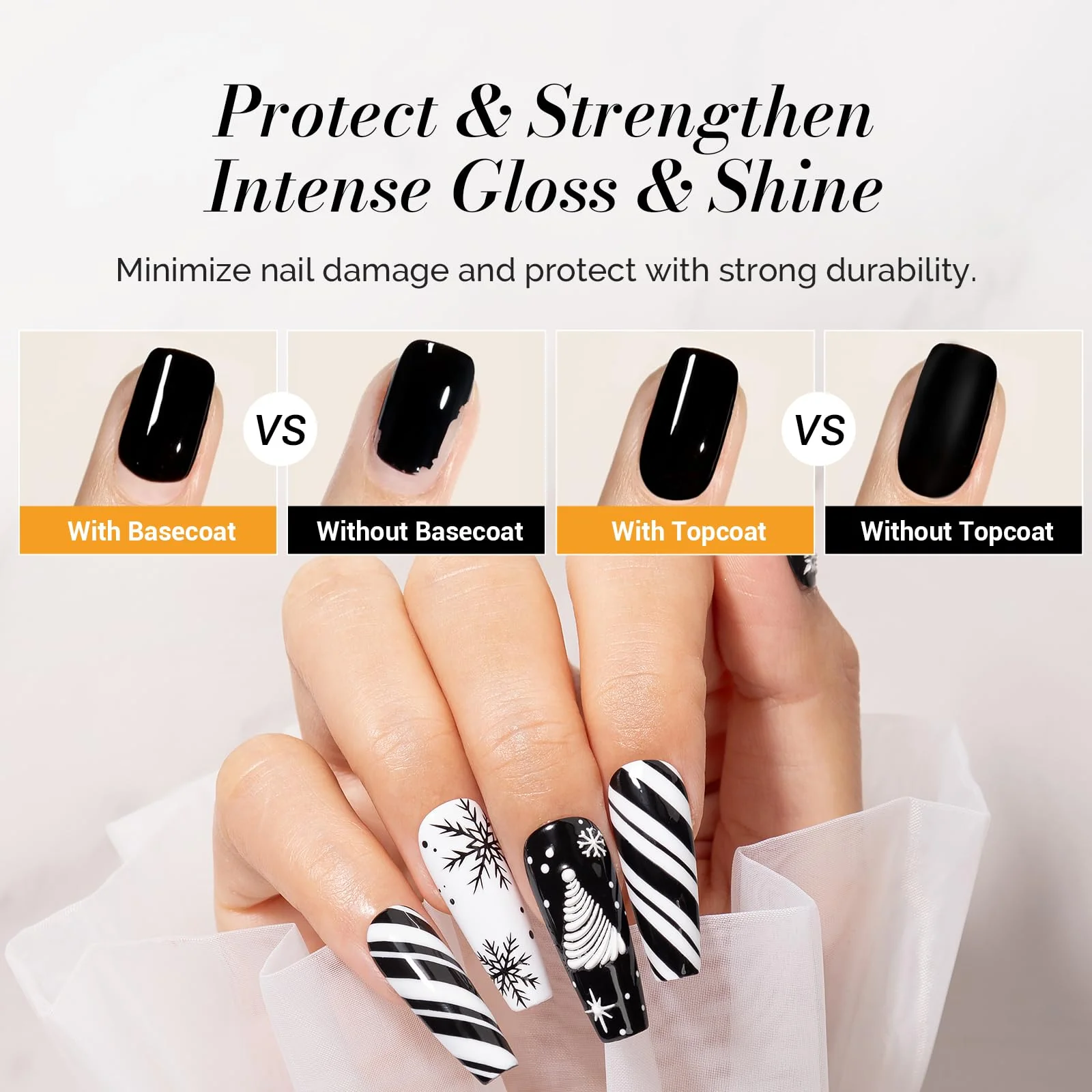 Glossy Top Coat & Base Coat Nail Gel Polish 2Pcs 15ml - Image 3