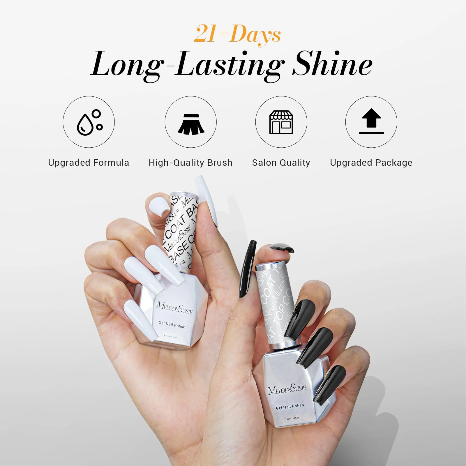 Glossy Top Coat & Base Coat Nail Gel Polish 2Pcs 15ml - Image 7