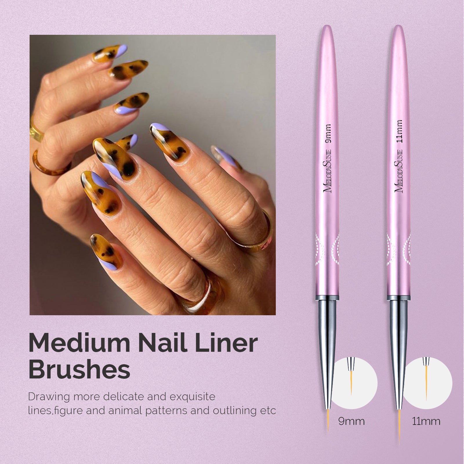 Nail Art Liner Brushes 5Pcs - Rose Gold - Image 4