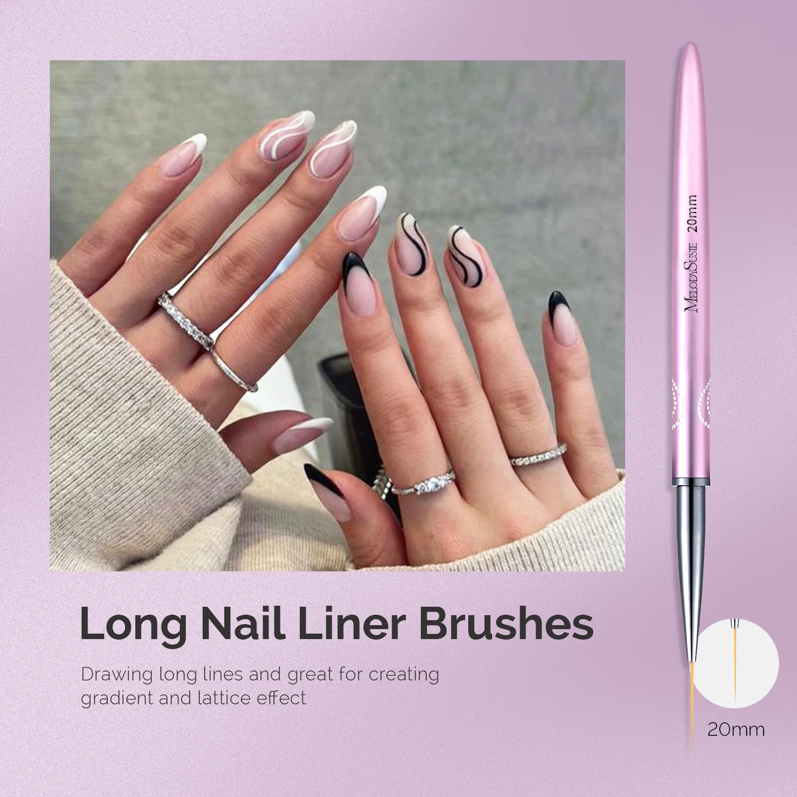 Nail Art Liner Brushes 5Pcs - Rose Gold - Image 5