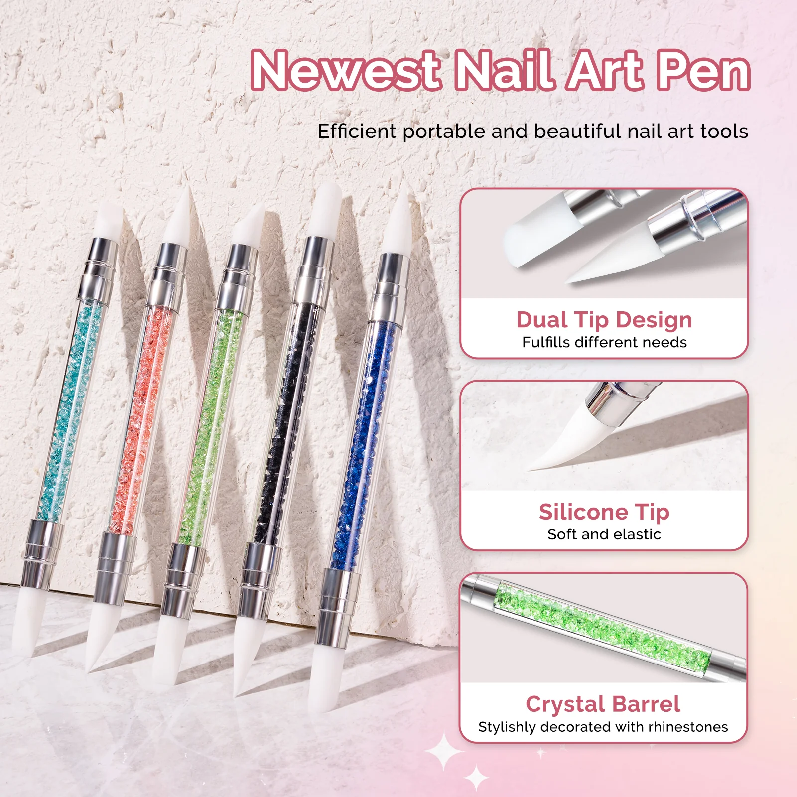 Nail Art Sculpture Pen Acrylic Dual Tipped Brushes 5 Pcs - Image 2