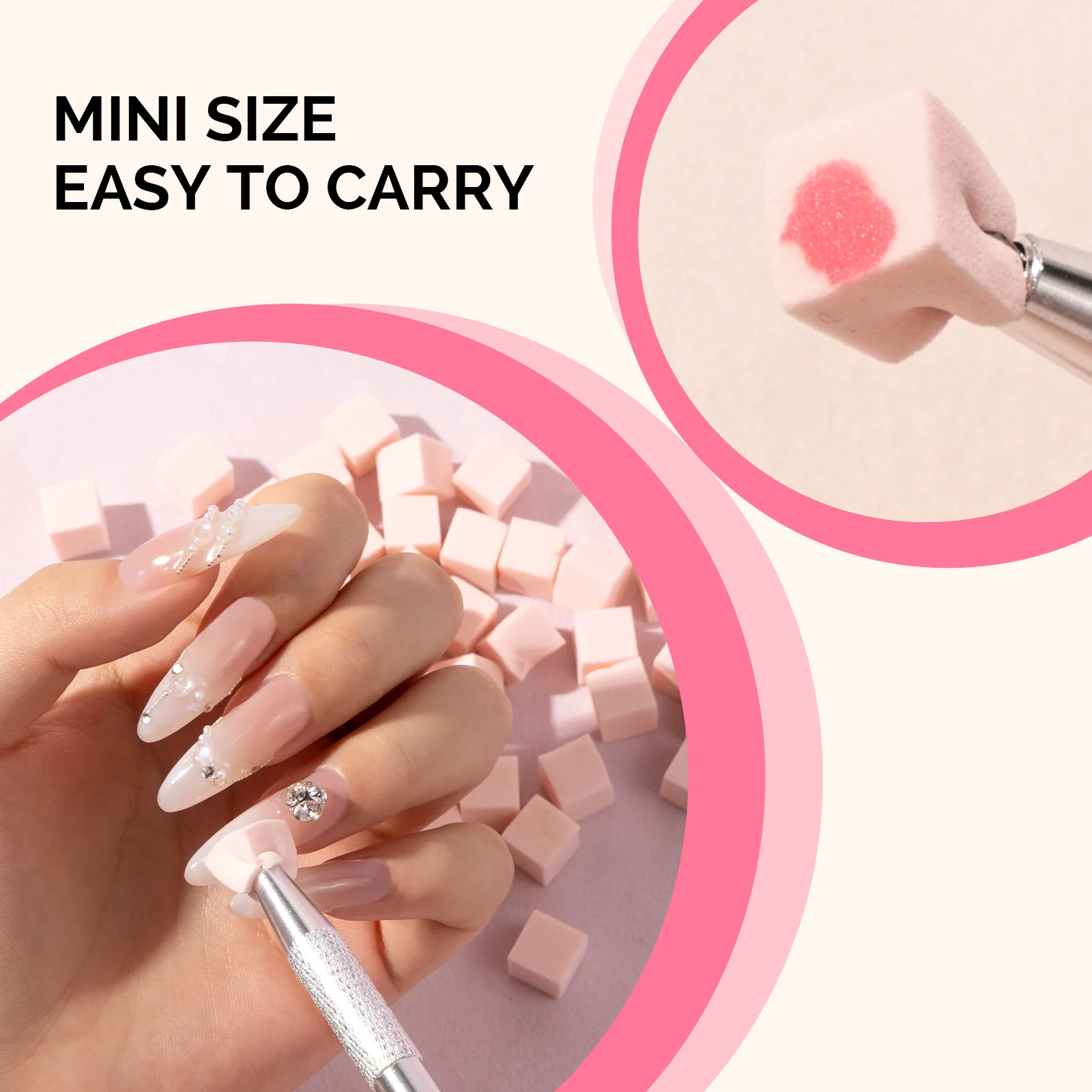 Nail Art Sponges With Grabbing Pen - Nude Pink - Image 5