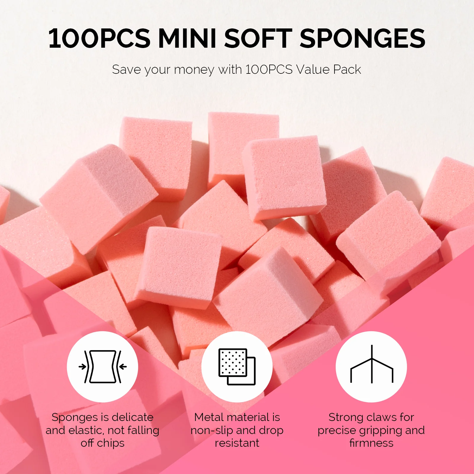 Nail Art Sponges With Grabbing Pen - Orange Pink - Image 2