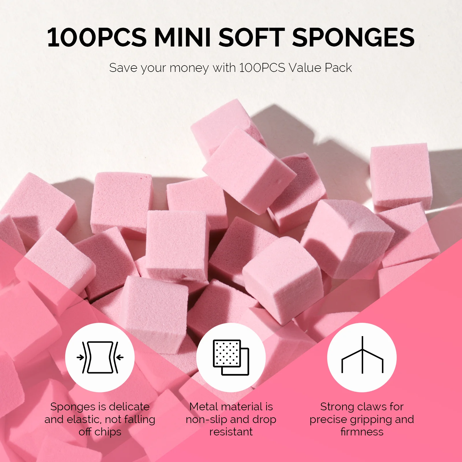 Nail Art Sponges With Grabbing Pen - Plum Pink - Image 2