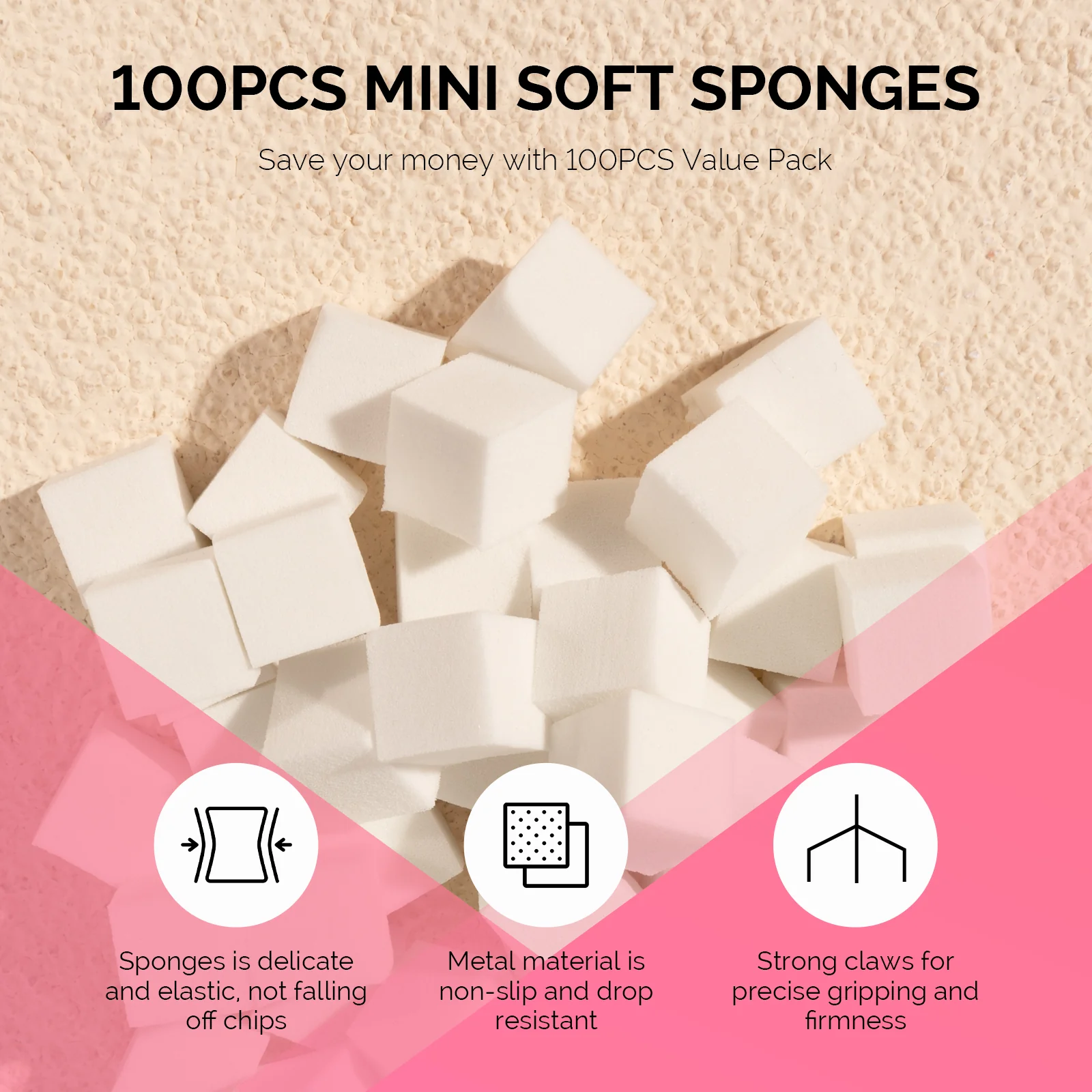Nail Art Sponges With Grabbing Pen - White - Image 2