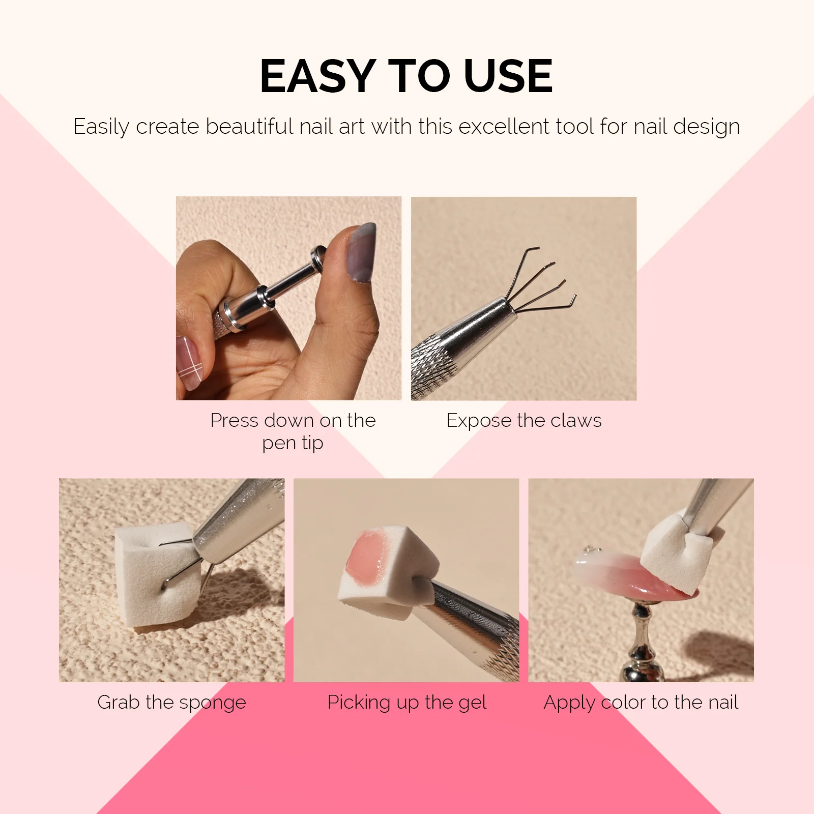 Nail Art Sponges With Grabbing Pen - White - Image 3