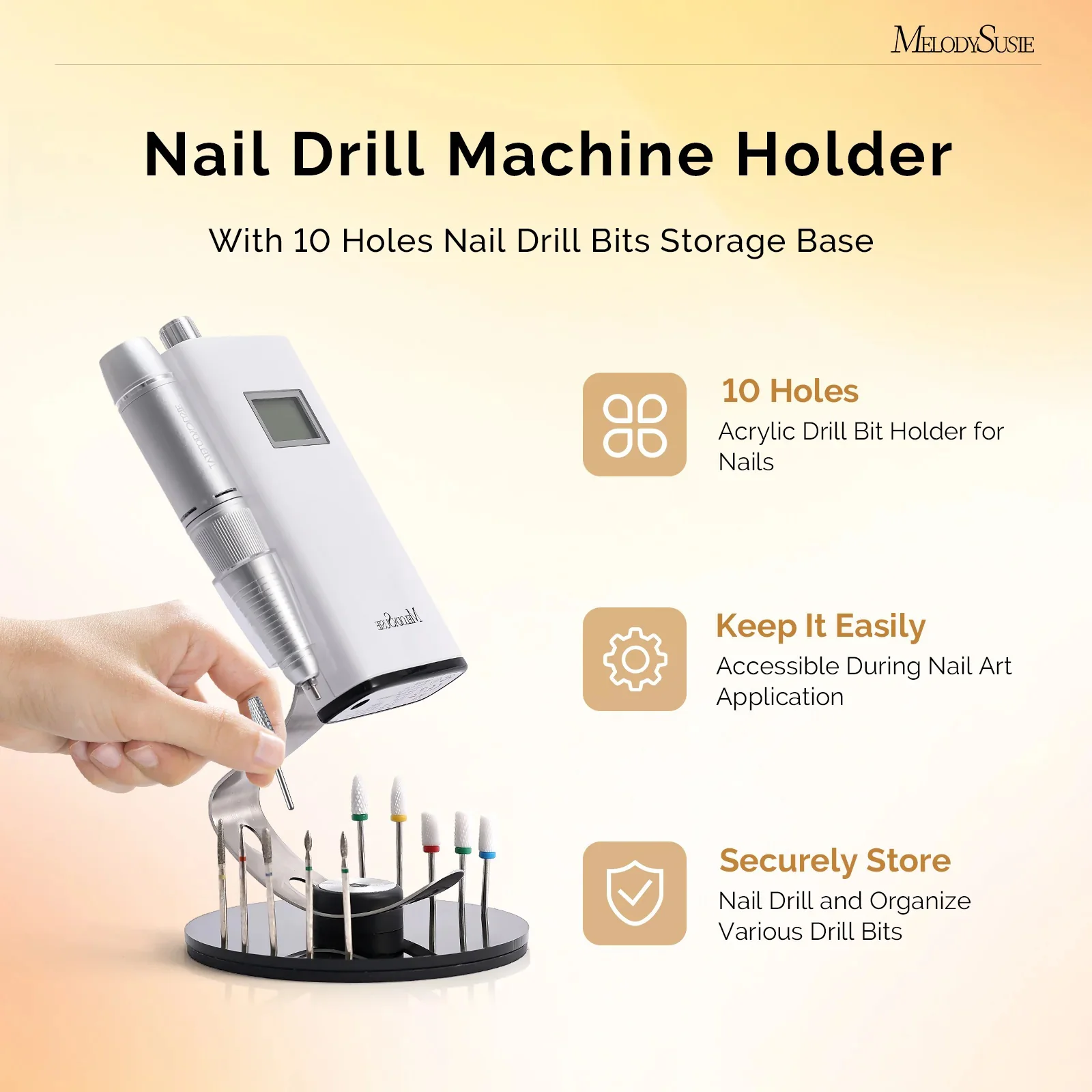 Nail Drill Machine Holder with 10 Holes Nail Drill Bits - Image 2