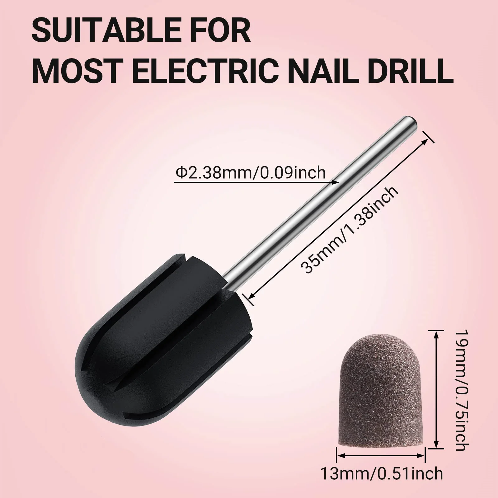 Nail Sanding Caps With A Rubber Mandrel Bit Brown-13mm - Image 7