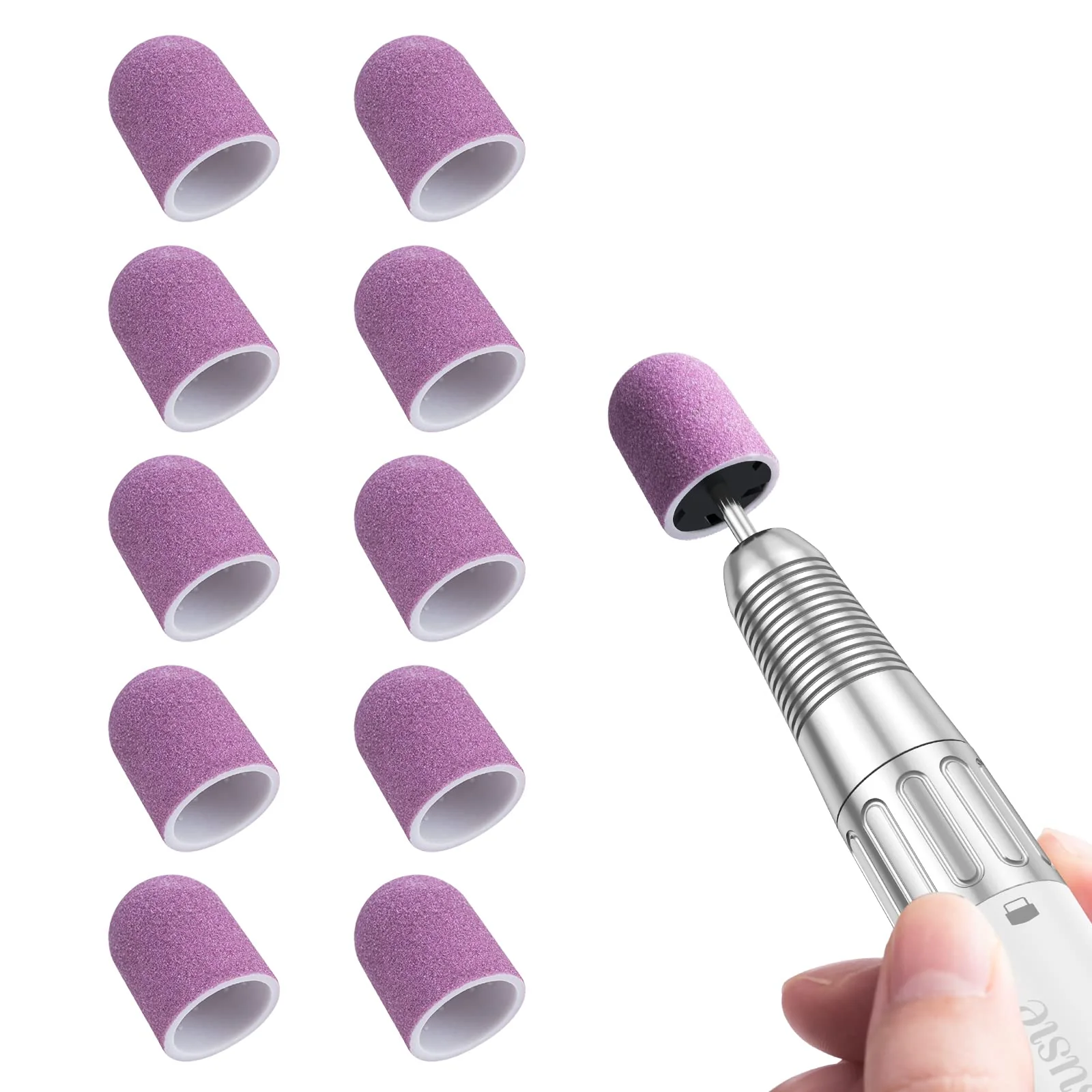 Nail Sanding Caps With A Rubber Mandrel Bit Purple - 10mm - Image 8