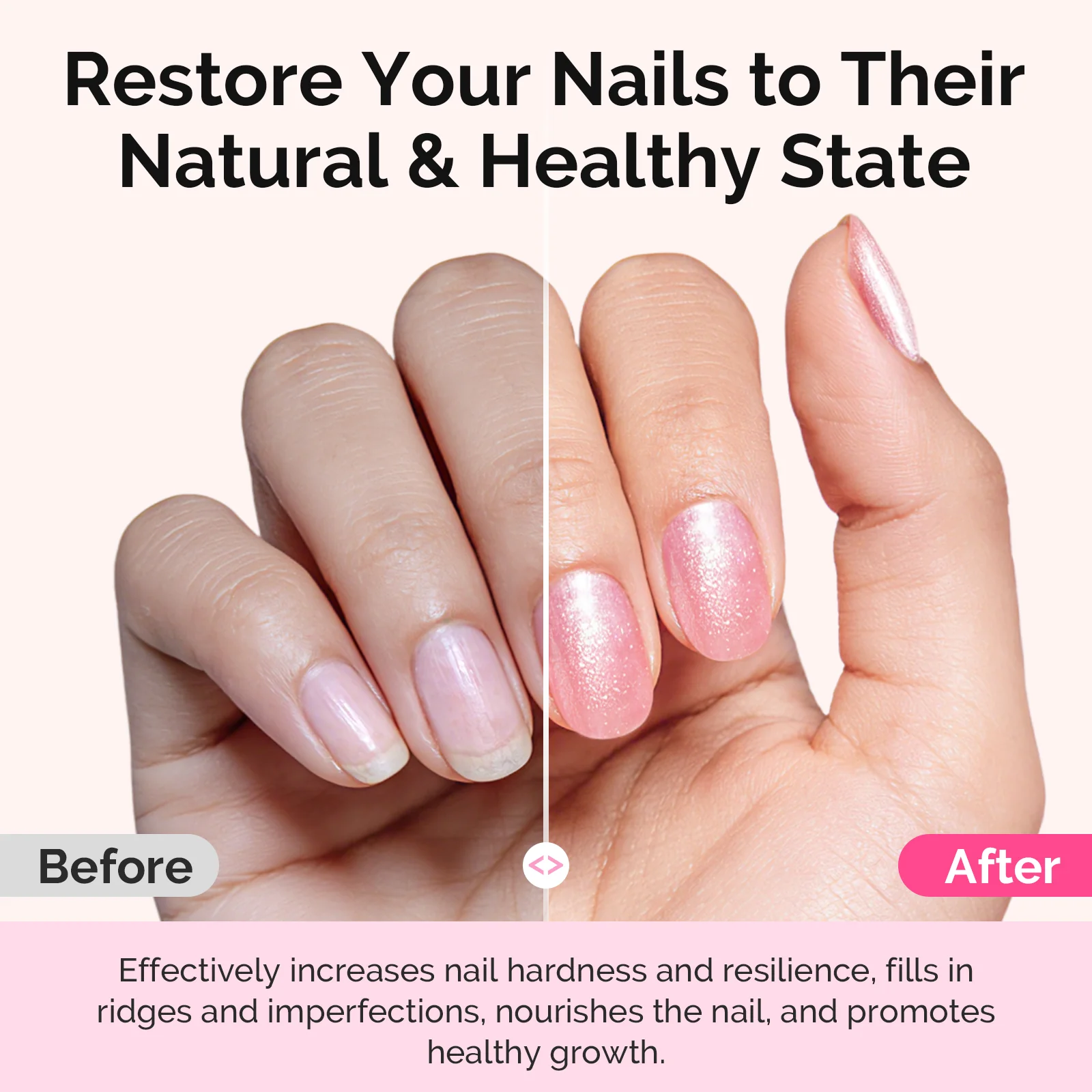 Nail Strengthener and Growth Treatment, 2-in-1 Ridge Filling Base Coat & Glossy Concealer Polish 15ml 0.5 Fl Oz - Image 3