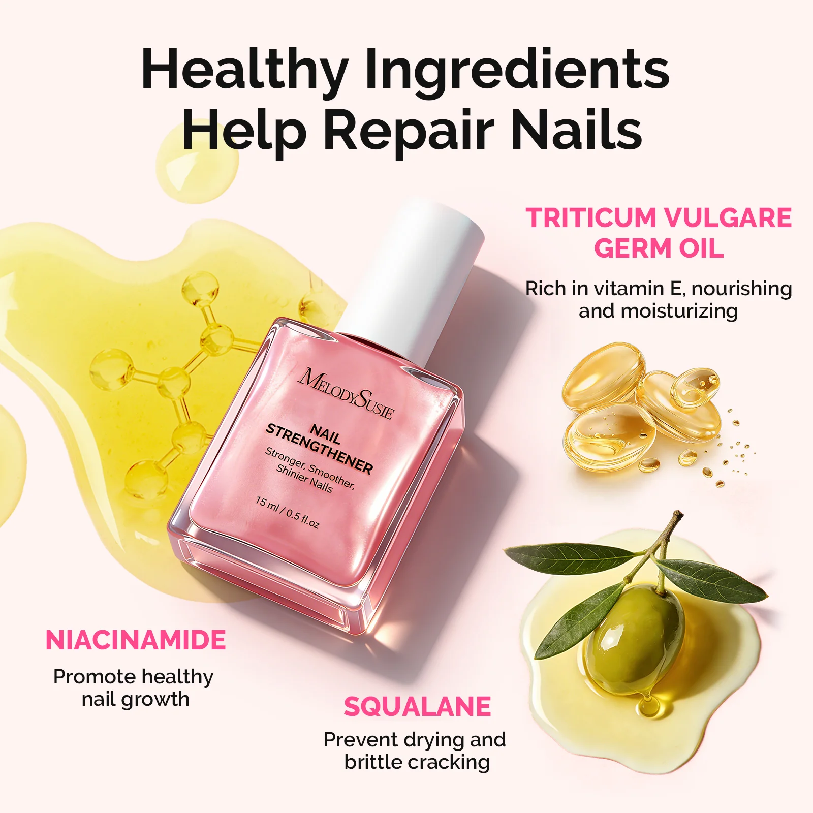 Nail Strengthener and Growth Treatment, 2-in-1 Ridge Filling Base Coat & Glossy Concealer Polish 15ml 0.5 Fl Oz - Image 6
