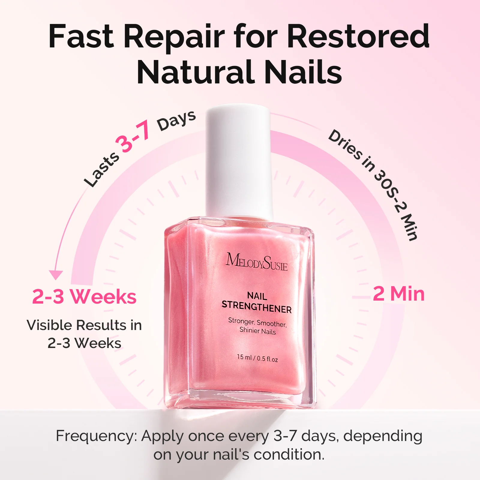 Nail Strengthener and Growth Treatment, 2-in-1 Ridge Filling Base Coat & Glossy Concealer Polish 15ml 0.5 Fl Oz - Image 7