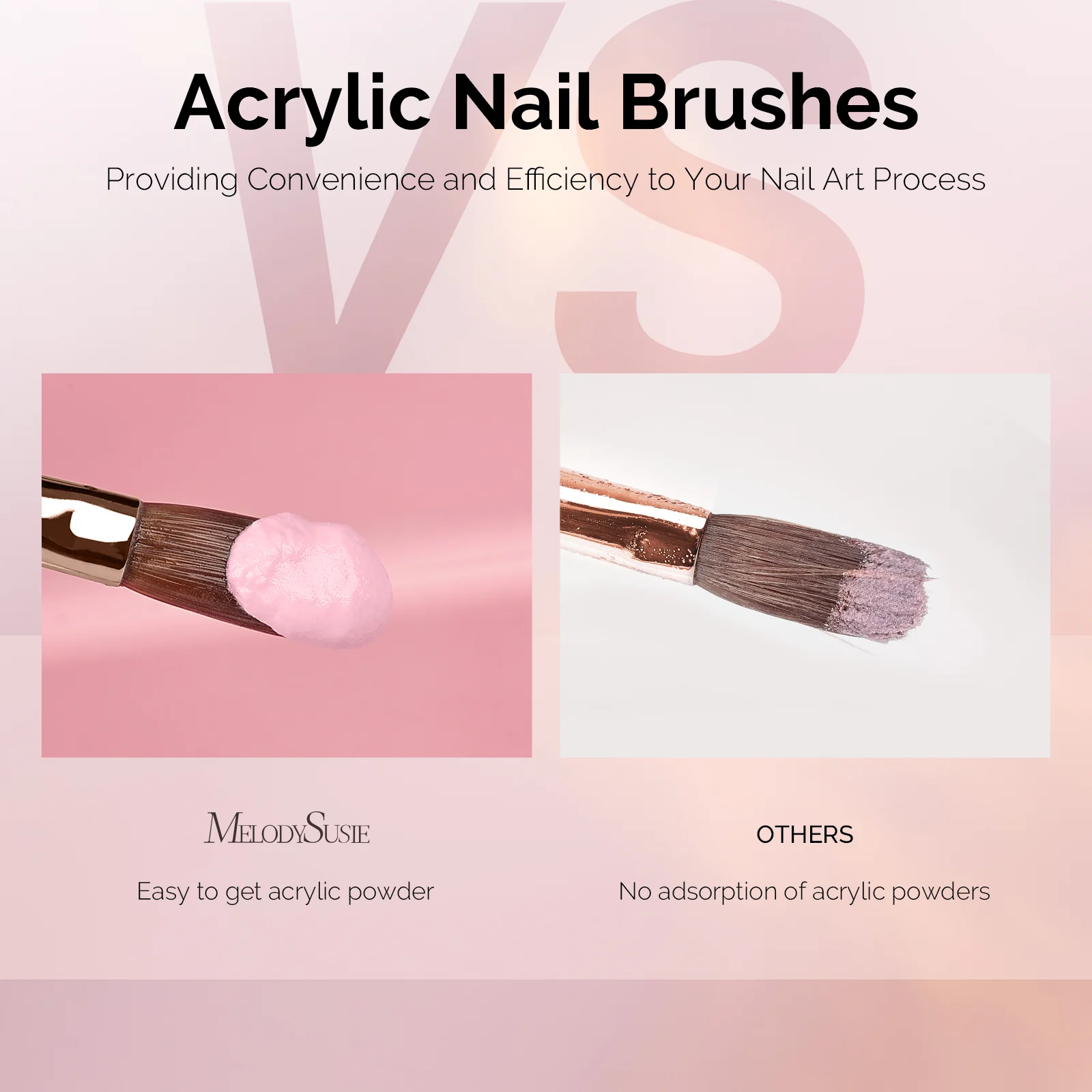 New Acrylic Nail Brush Set 3Pcs - Pink - Image 3