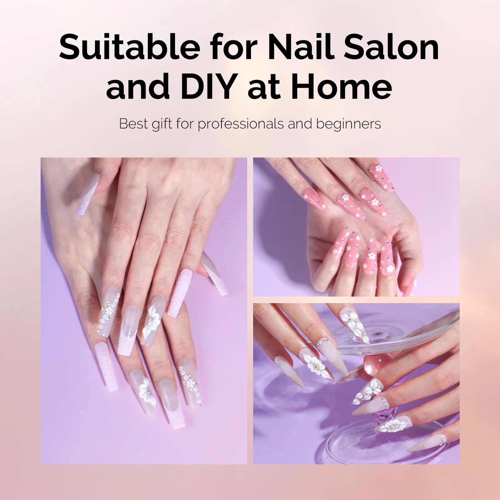 New Acrylic Nail Brush Set 3Pcs - Pink - Image 6