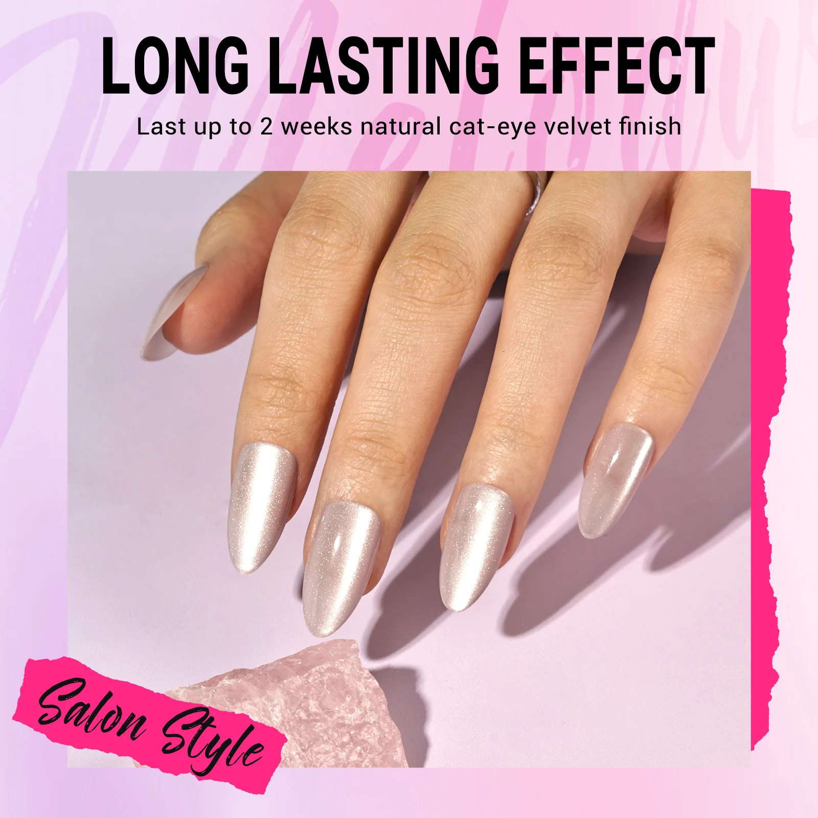 Nude Pink Cat Eye Press On Nails Kit - US ONLY - Image 2