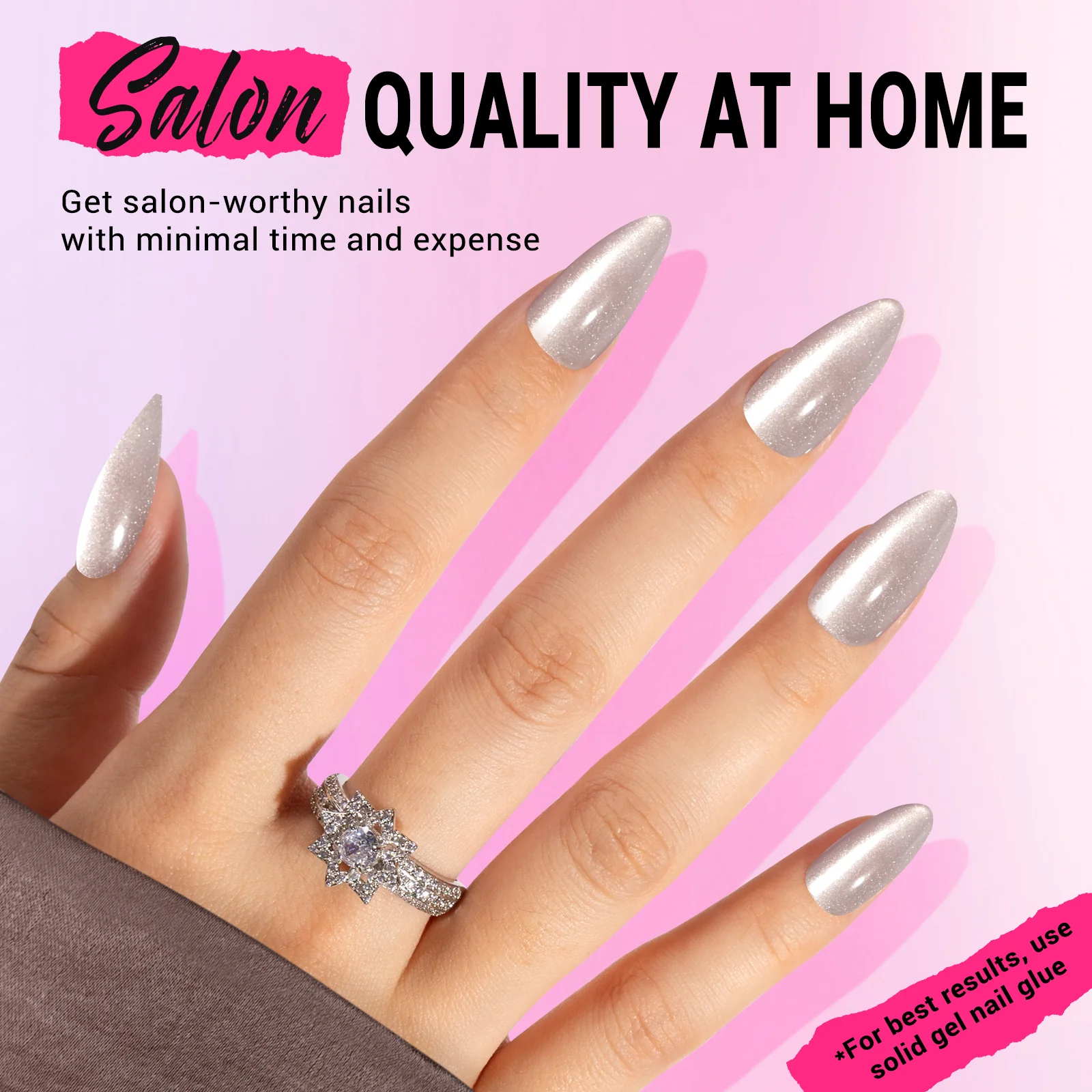 Nude Pink Cat Eye Press On Nails Kit - US ONLY - Image 5