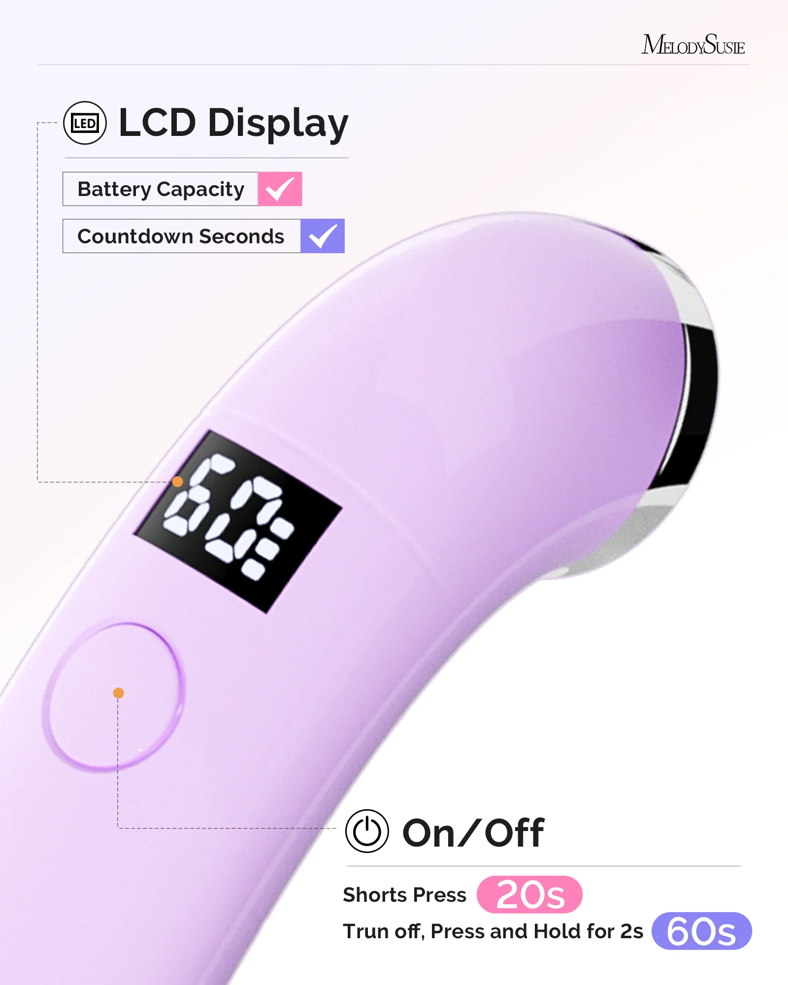 P-ART01A Rechargeable LED/UV Nail Lamp - Purple - Image 4