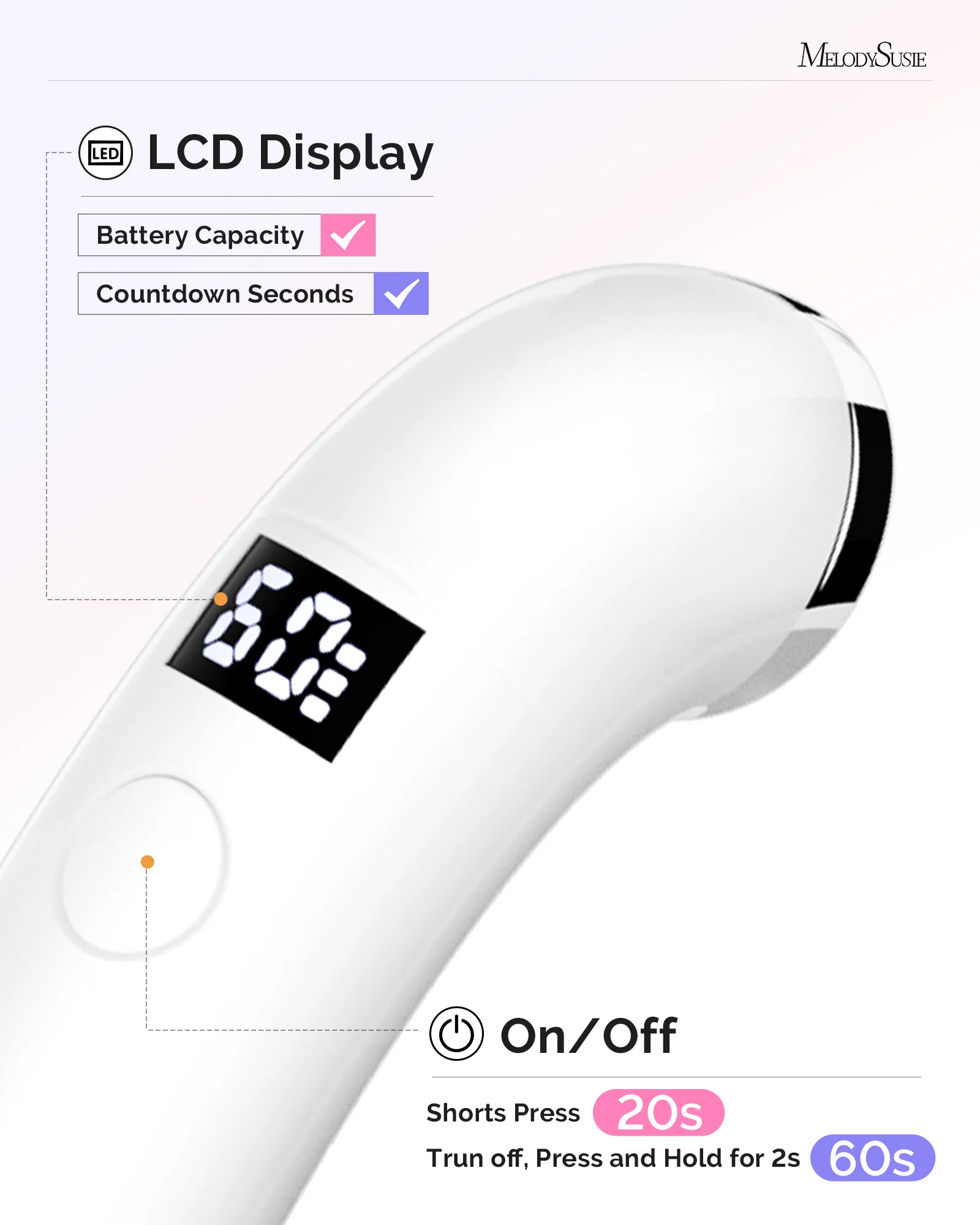 P-ART01A Rechargeable LED/UV Nail Lamp - White - Image 4
