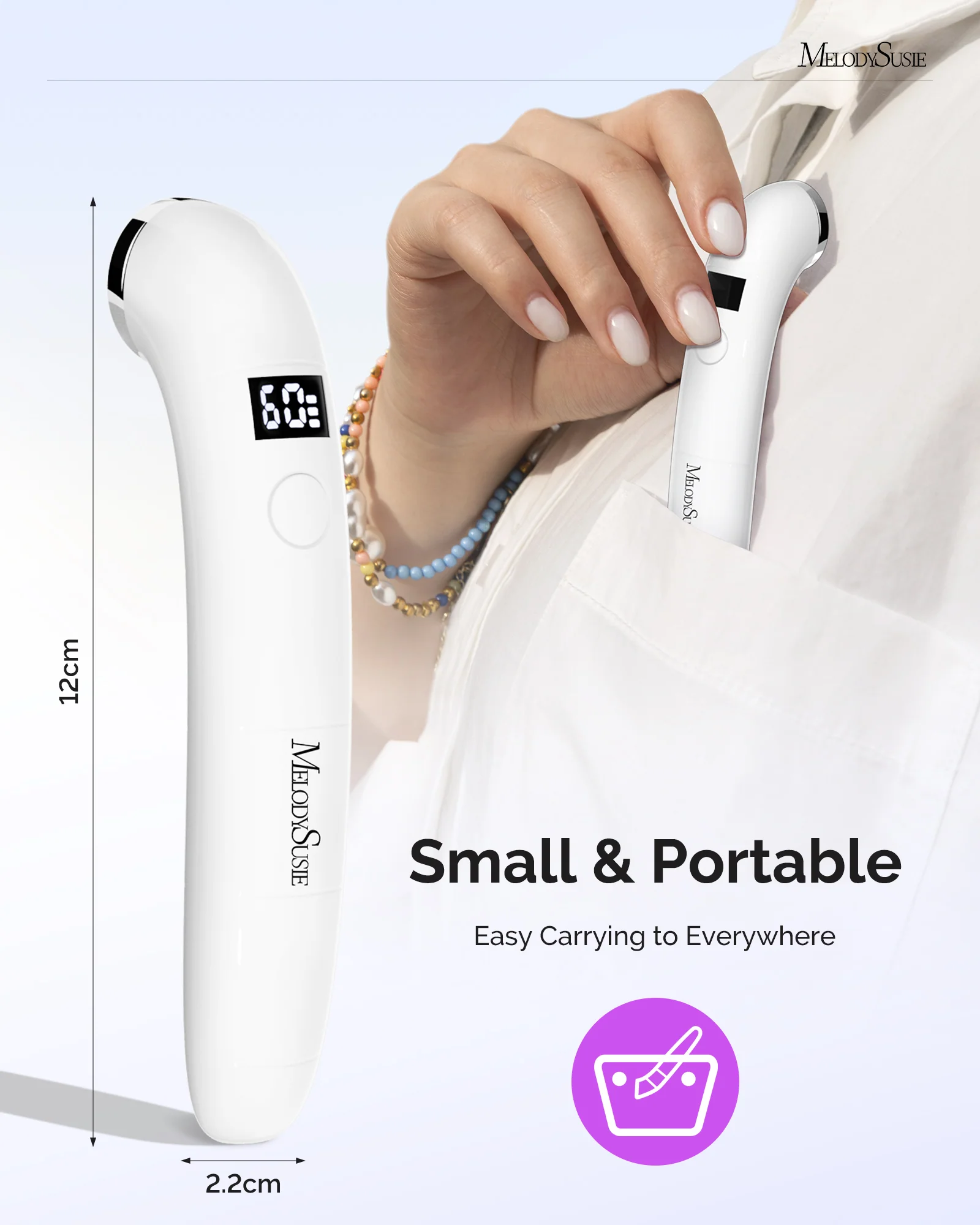 P-ART01A Rechargeable LED/UV Nail Lamp - White - Image 7
