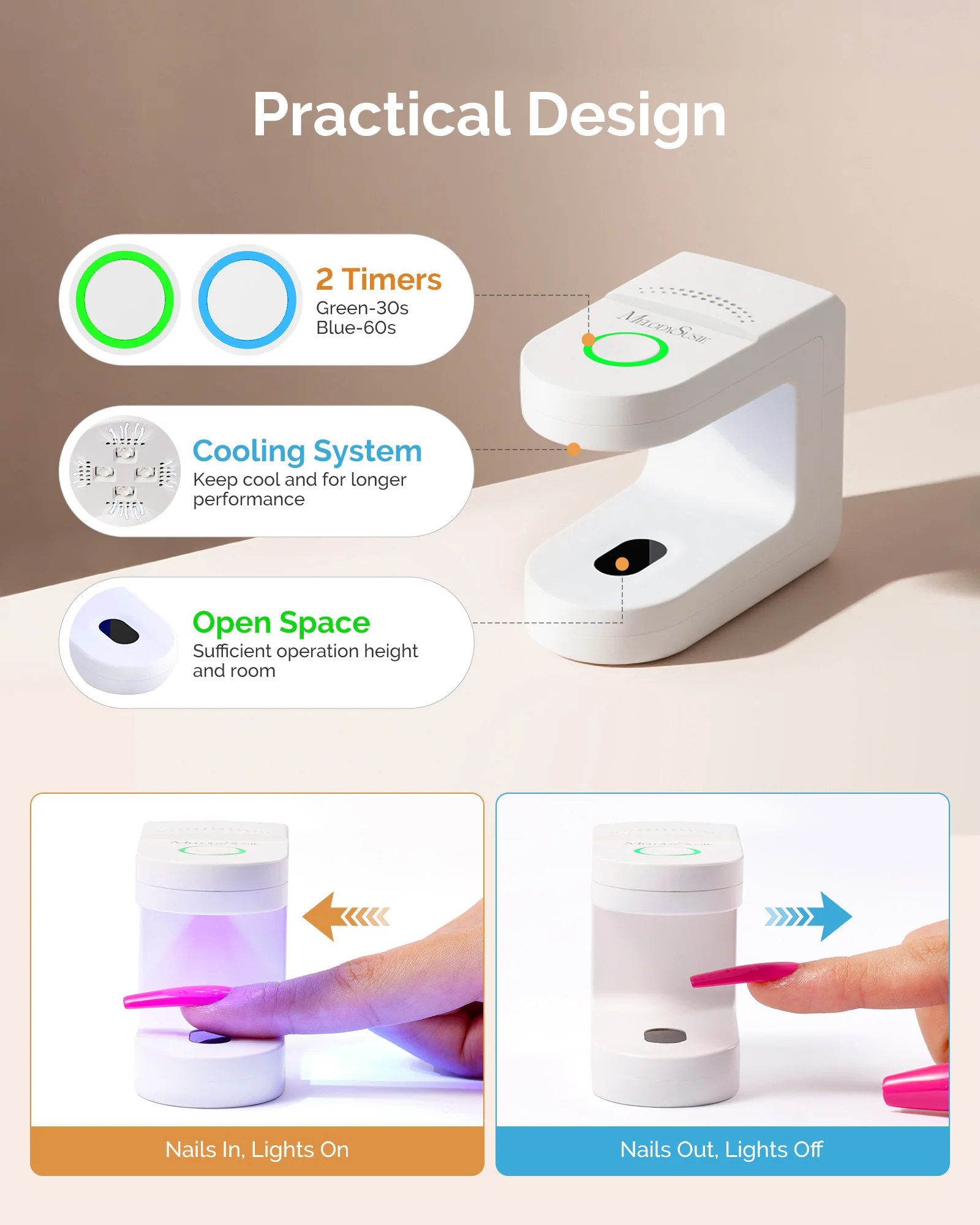 P-ART04G Rechargeable Mini LED/UV Nail Art Lamp - Image 4