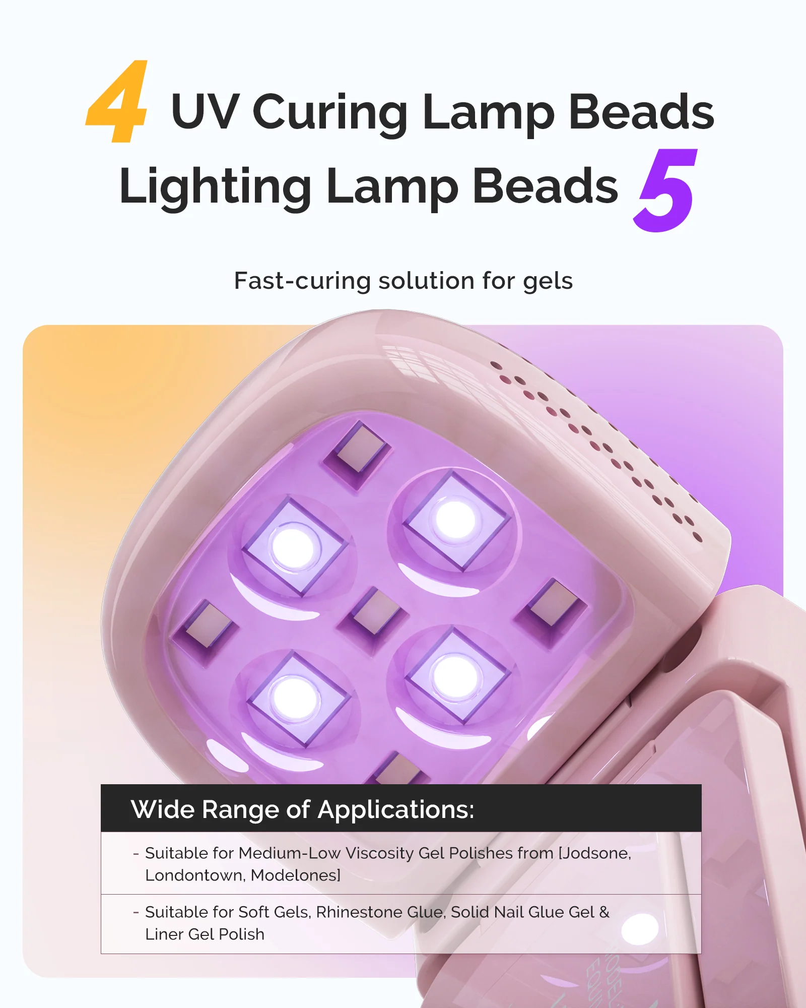 P-ART09F Foldable & Standable 2-in-1 Design LED/UV Nail Lamp - Pink - Image 6