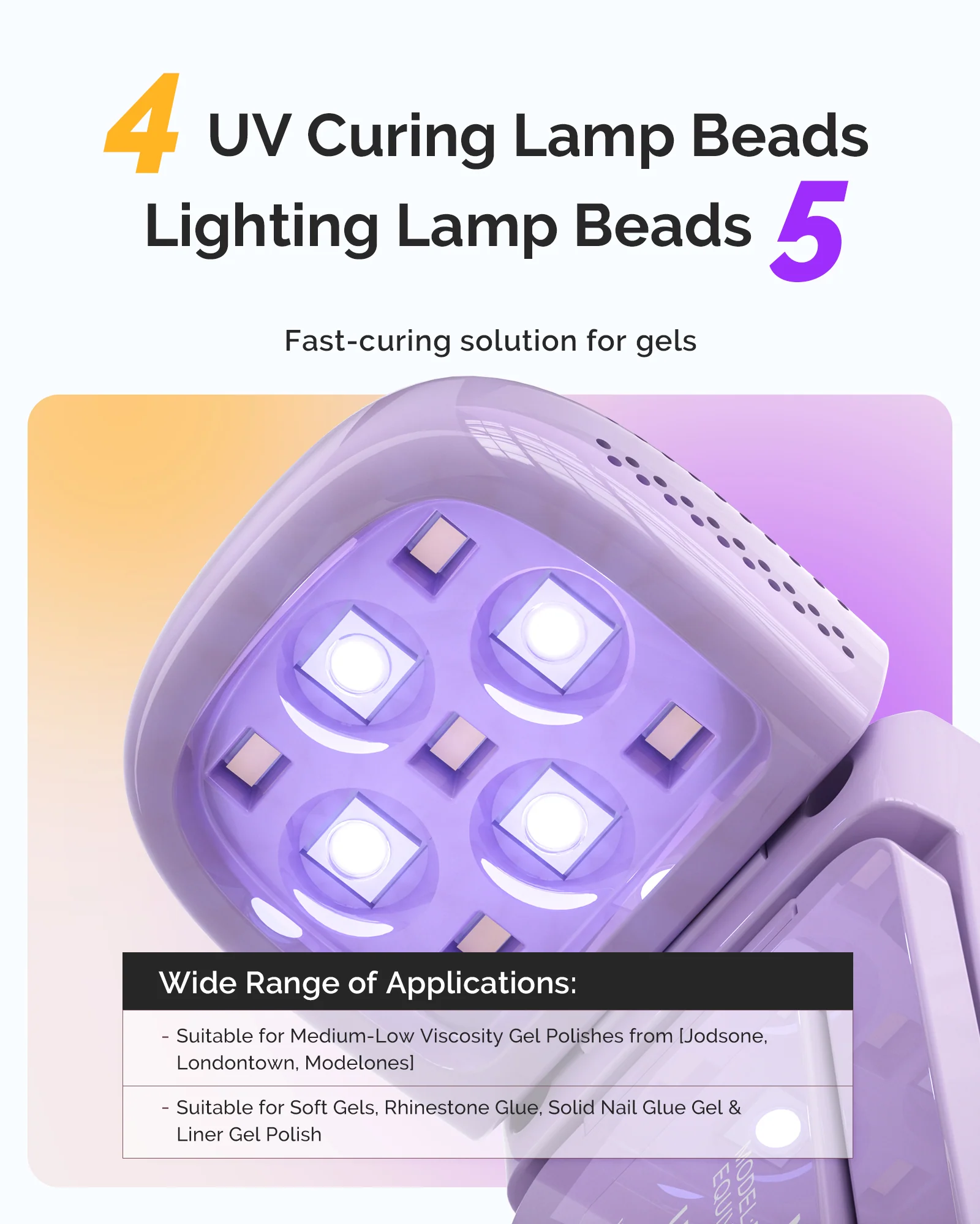 P-ART09F Foldable & Standable 2-in-1 Design LED/UV Nail Lamp - Purple - Image 2