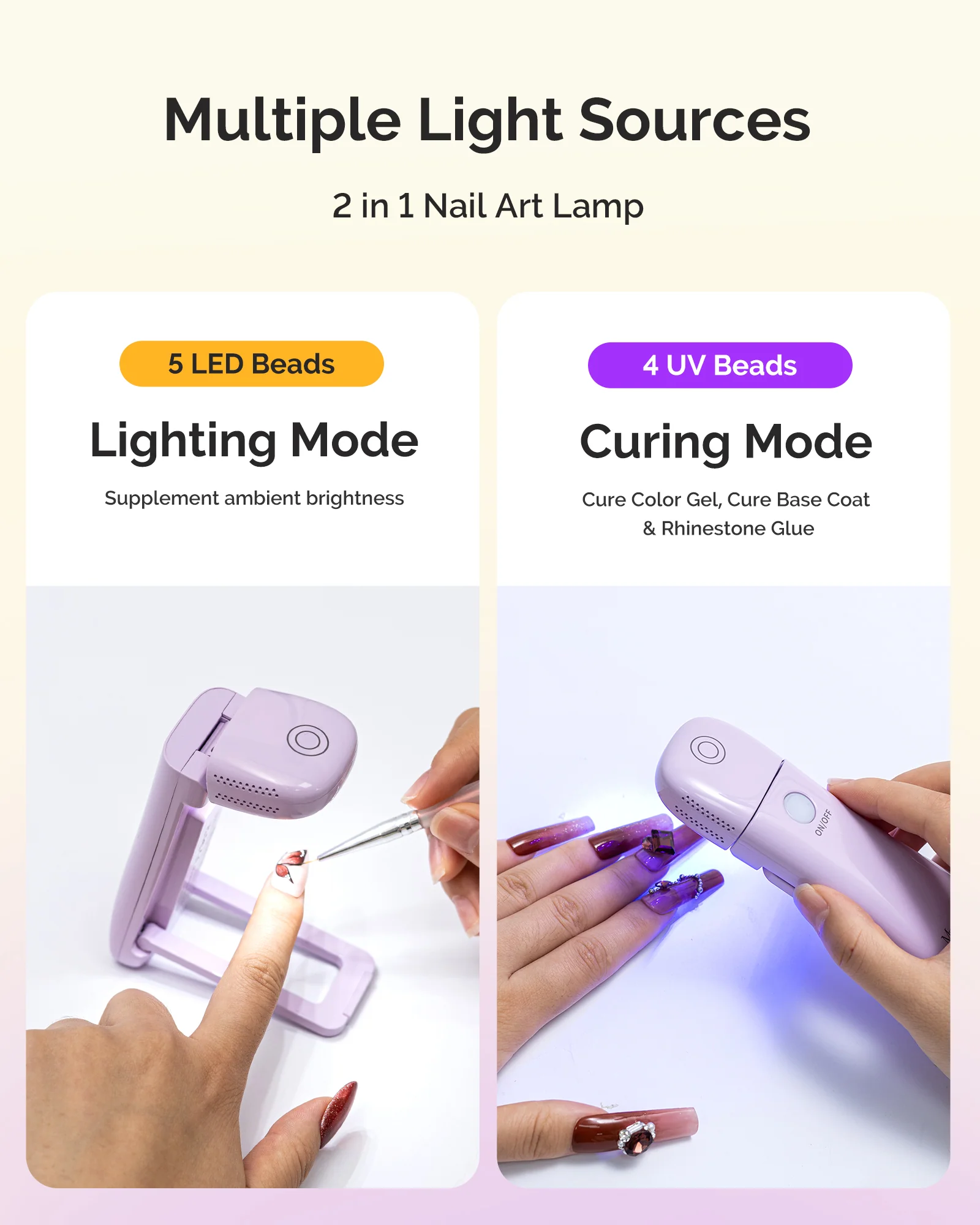 P-ART09F Foldable & Standable 2-in-1 Design LED/UV Nail Lamp - Purple - Image 3