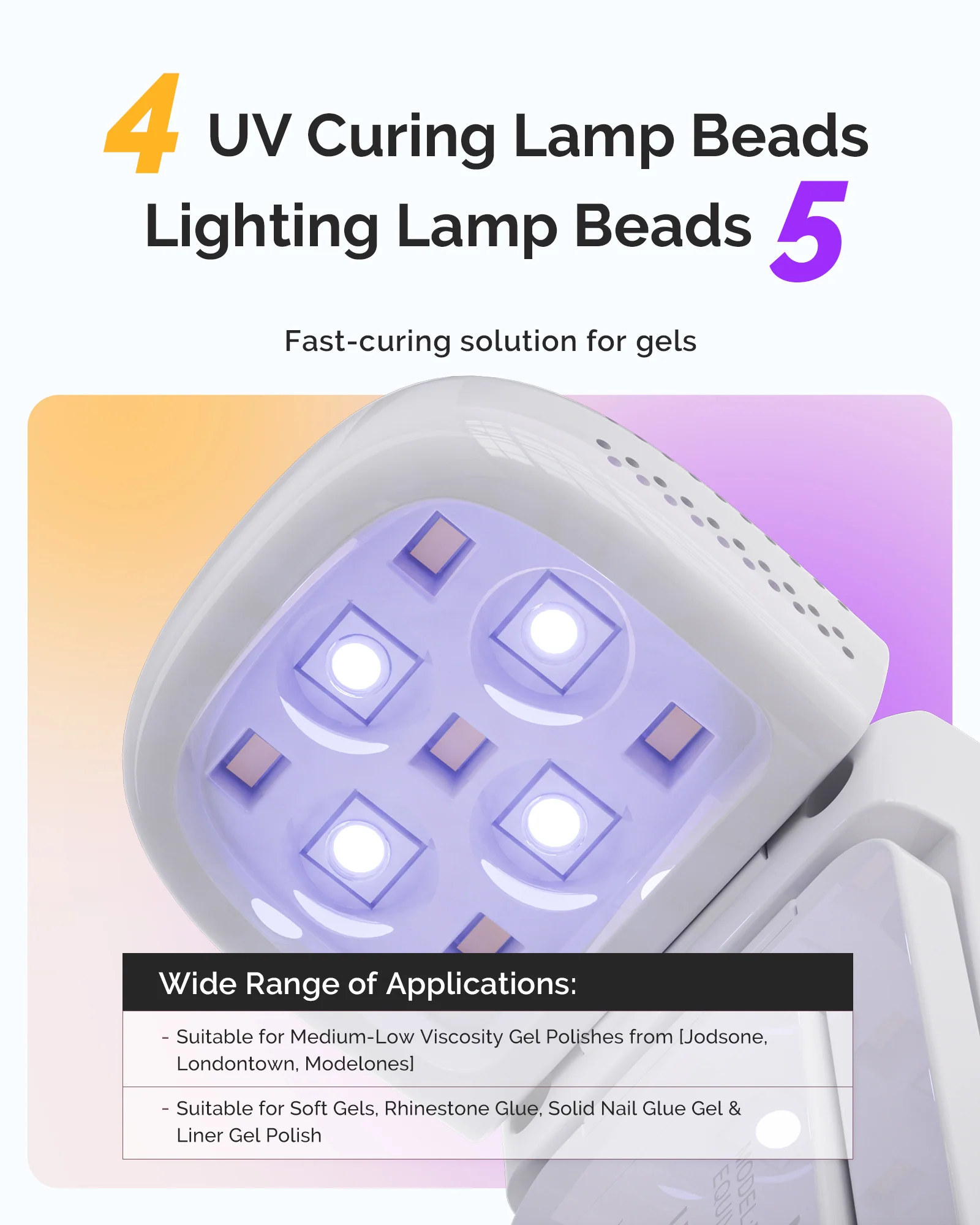 P-ART09F Foldable & Standable 2-in-1 Design LED/UV Nail Lamp - White - Image 2