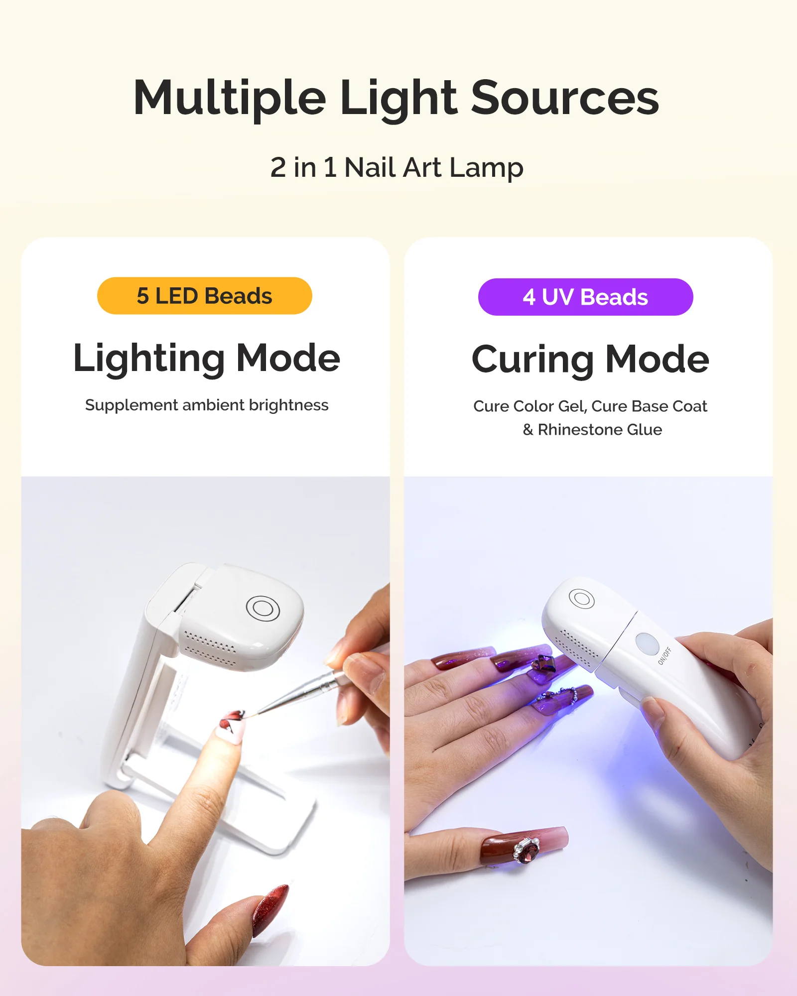 P-ART09F Foldable & Standable 2-in-1 Design LED/UV Nail Lamp - White - Image 3