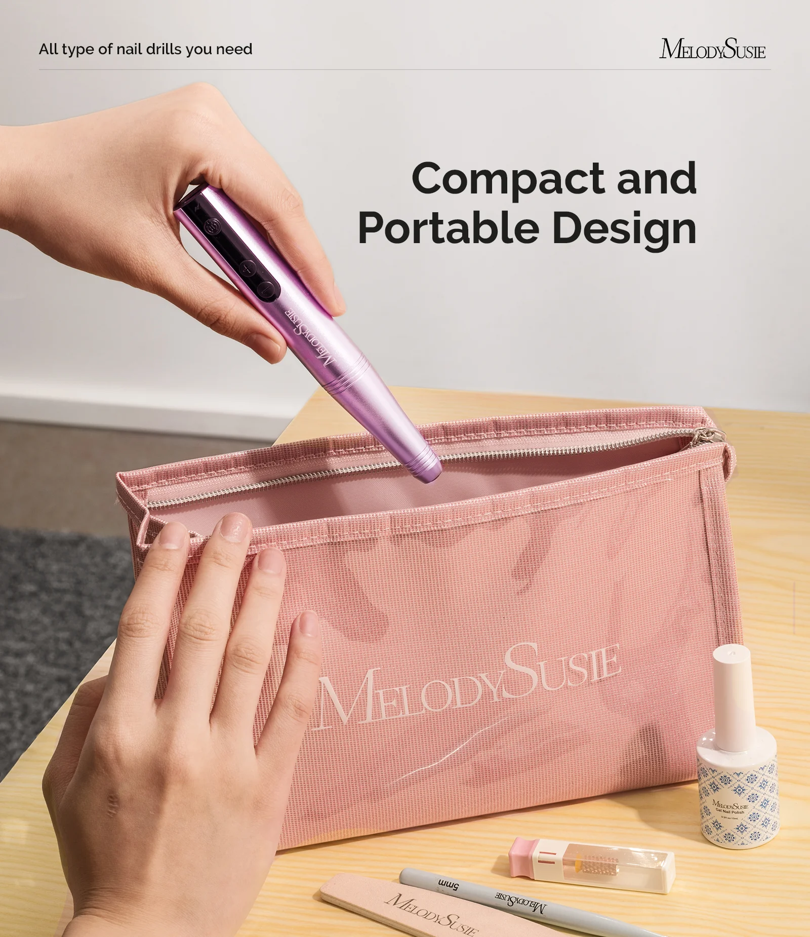 PC180F Portable Rechargeable Nail Drill 25,000RPM - Beginner Kit - Image 4