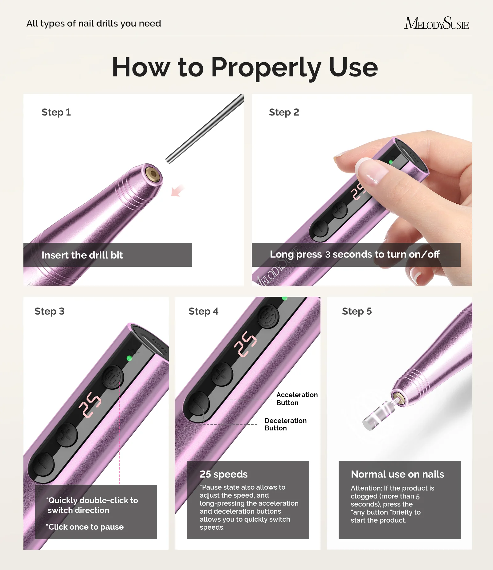 PC180F Portable Rechargeable Nail Drill 25,000RPM - Beginner Kit - Image 6