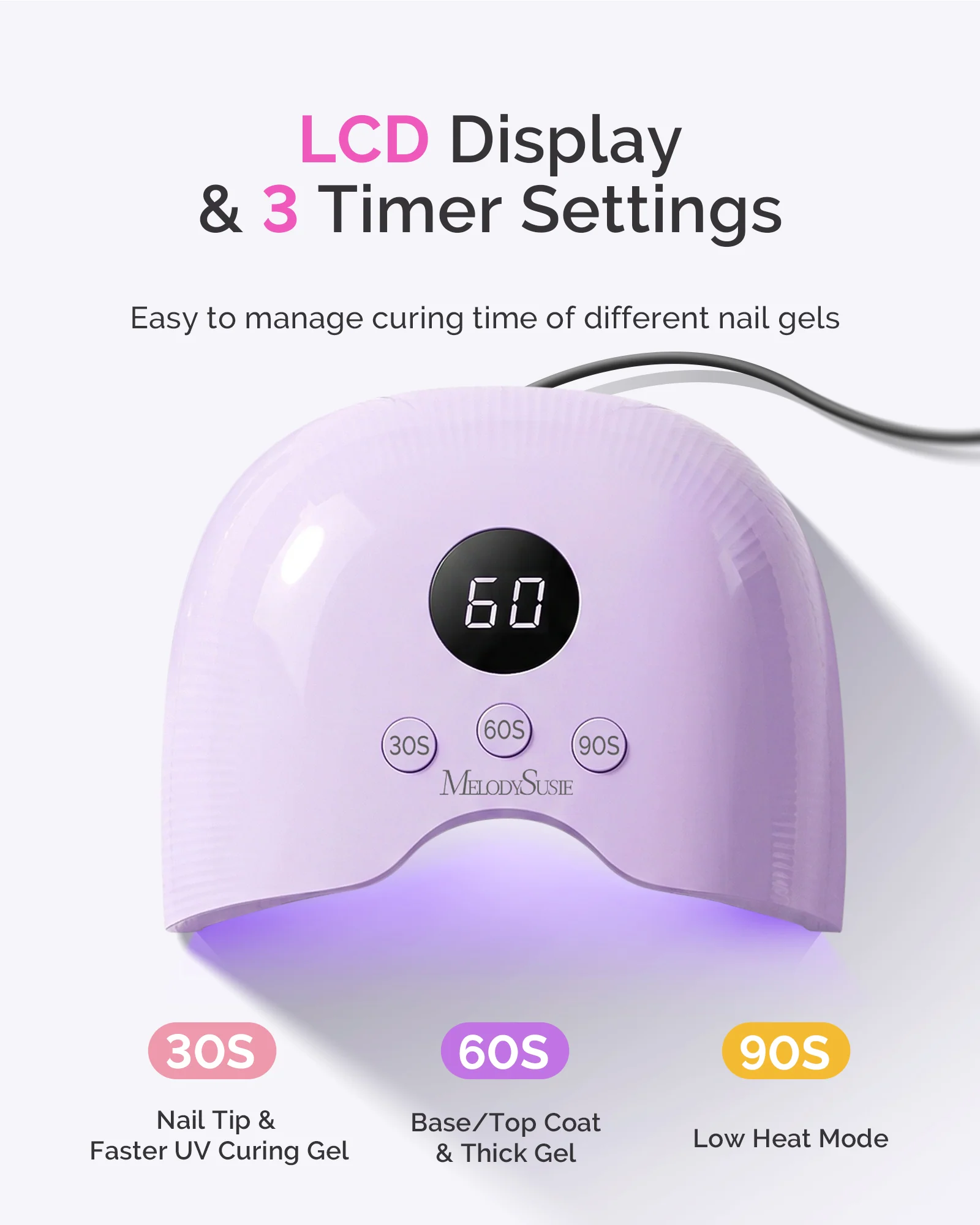 P-PLUS30A LED/UV Nail Lamp with UV Gloves - Purple - Image 4