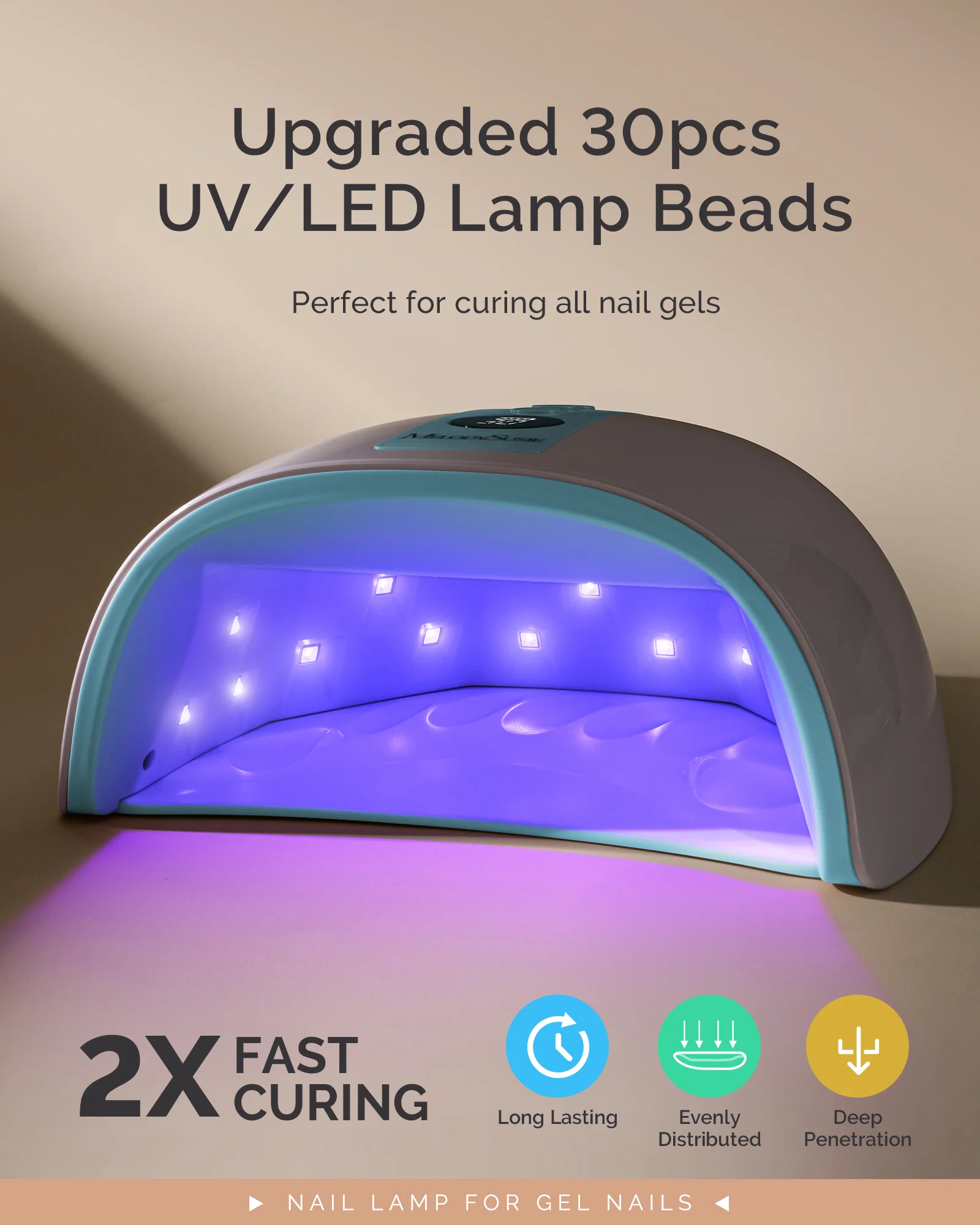 P-PLUS30G Rechargeable Cordless UV/LED Nail Lamp - Blue - Image 3