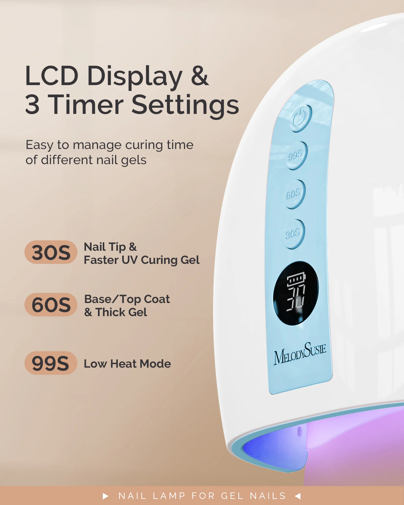 P-PLUS30G Rechargeable Cordless UV/LED Nail Lamp - Blue - Image 5