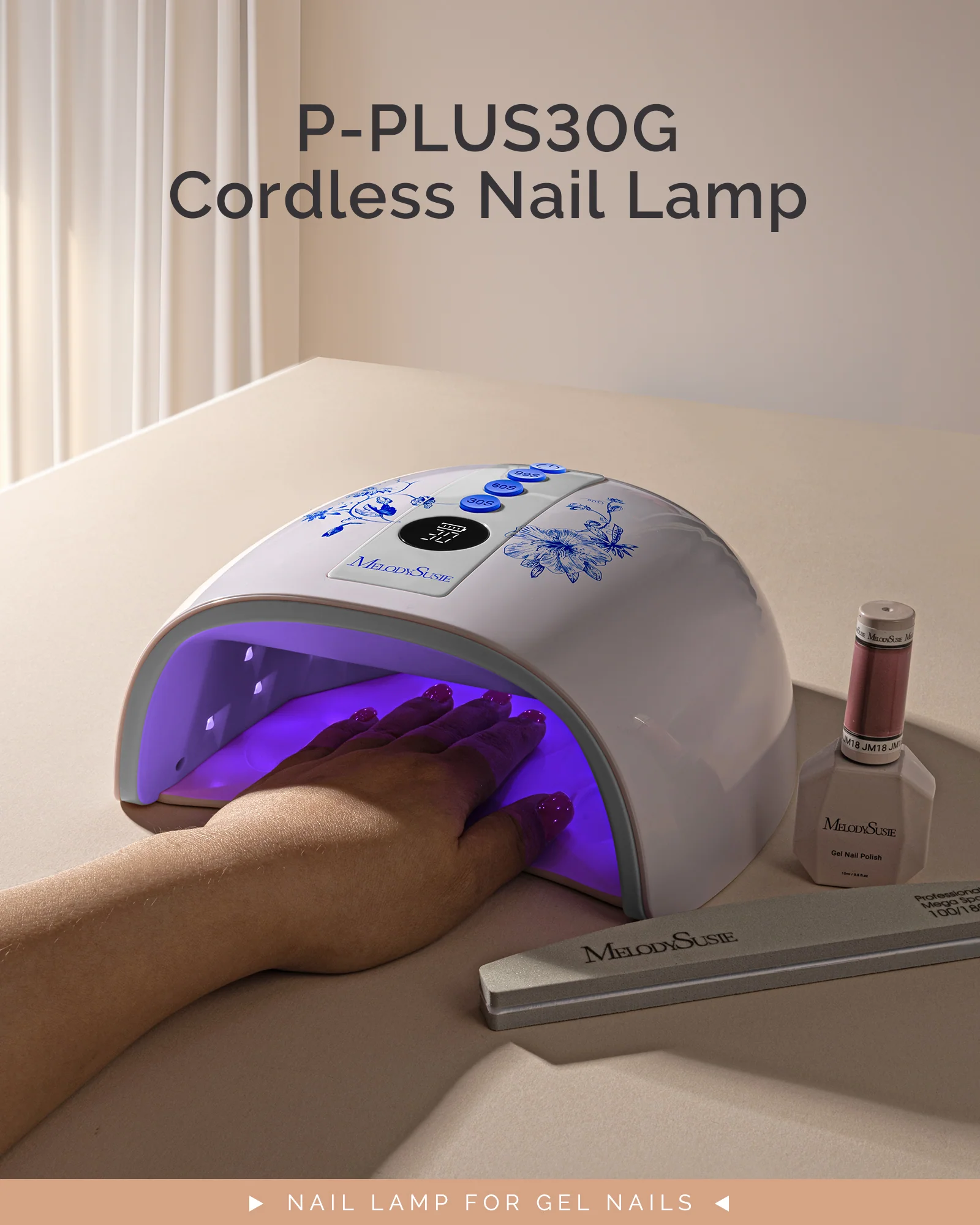 P-PLUS30G Rechargeable Cordless UV/LED Nail Lamp - Flower Design - Image 4