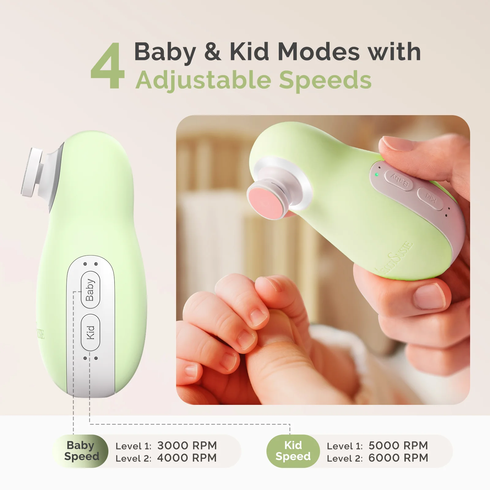PC20F Rechargeable Baby Nail Trimmer - Green - Image 6