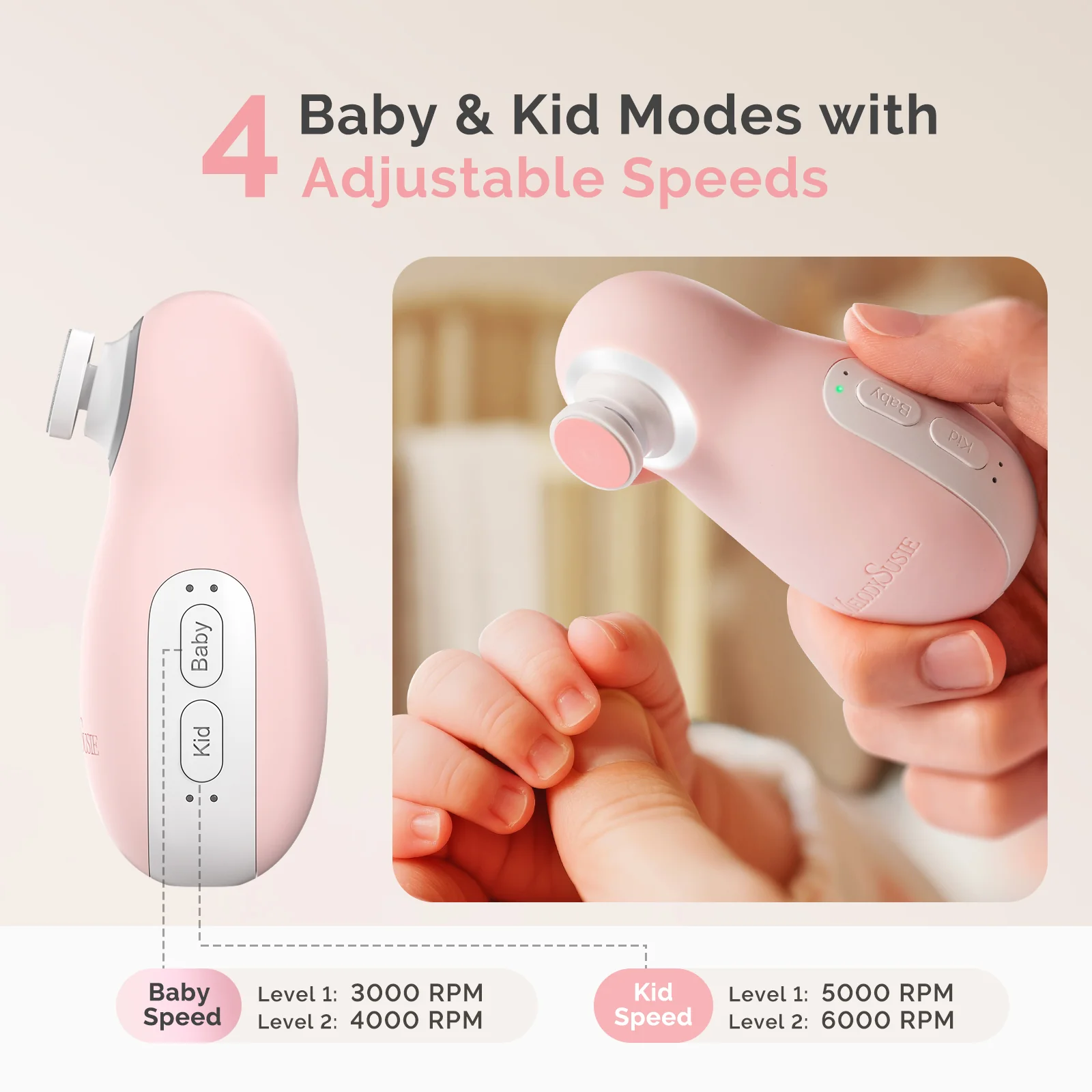 PC20F Rechargeable Baby Nail Trimmer - Pink - Image 5