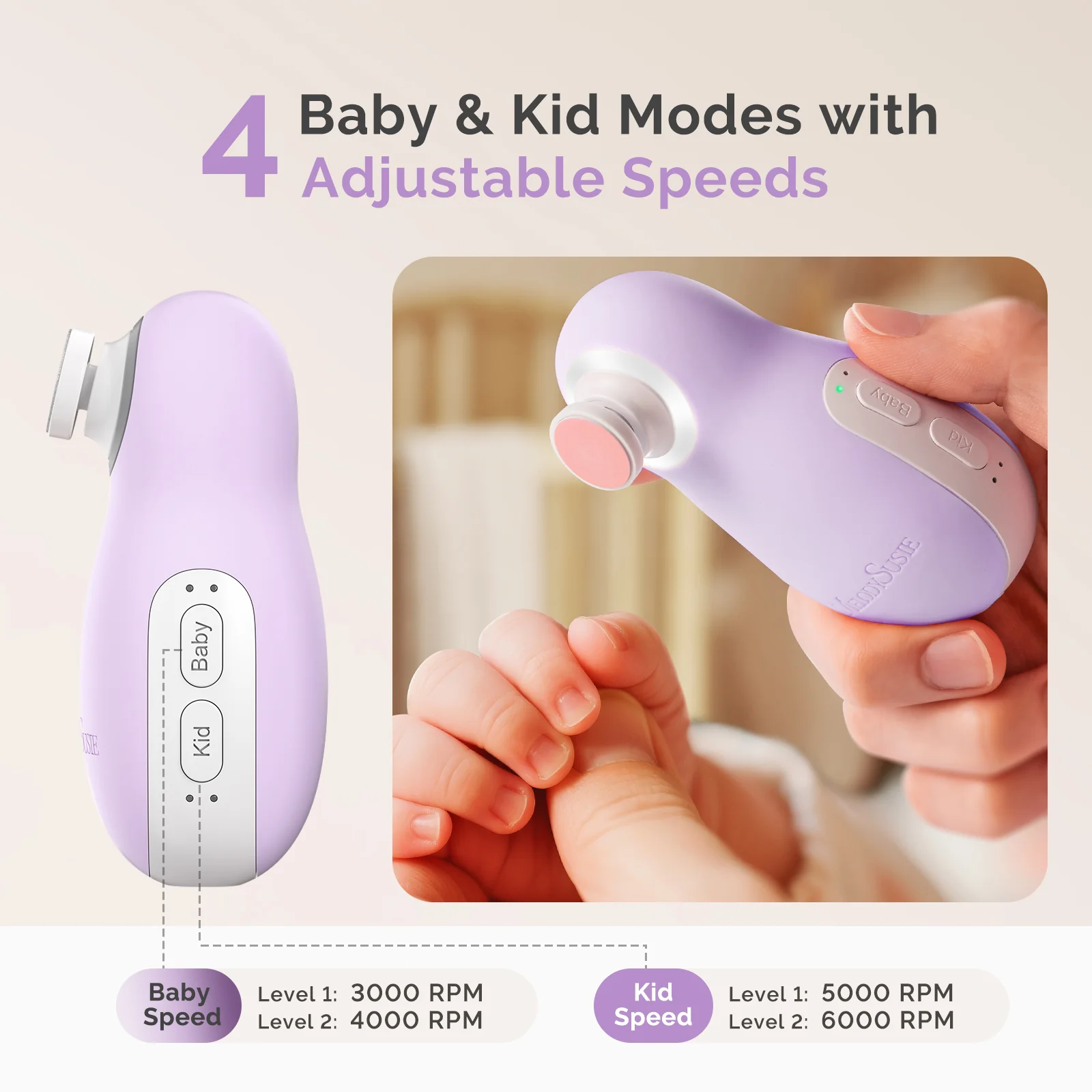 PC20F Rechargeable Baby Nail Trimmer - Purple - Image 6