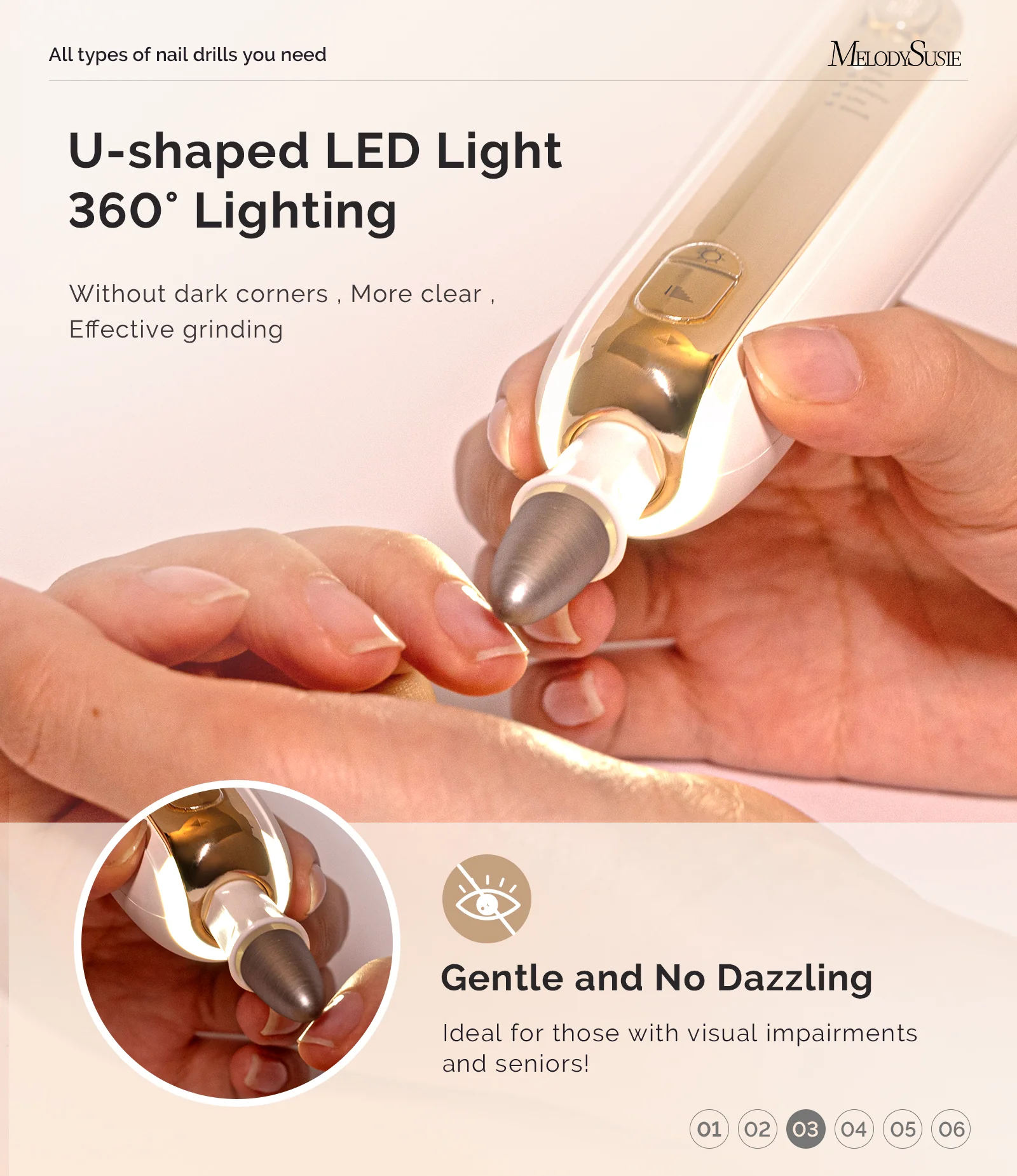 PC760G Manicure & Pedicure Nail Drill Kit 4,600RPM - Gold - Image 4