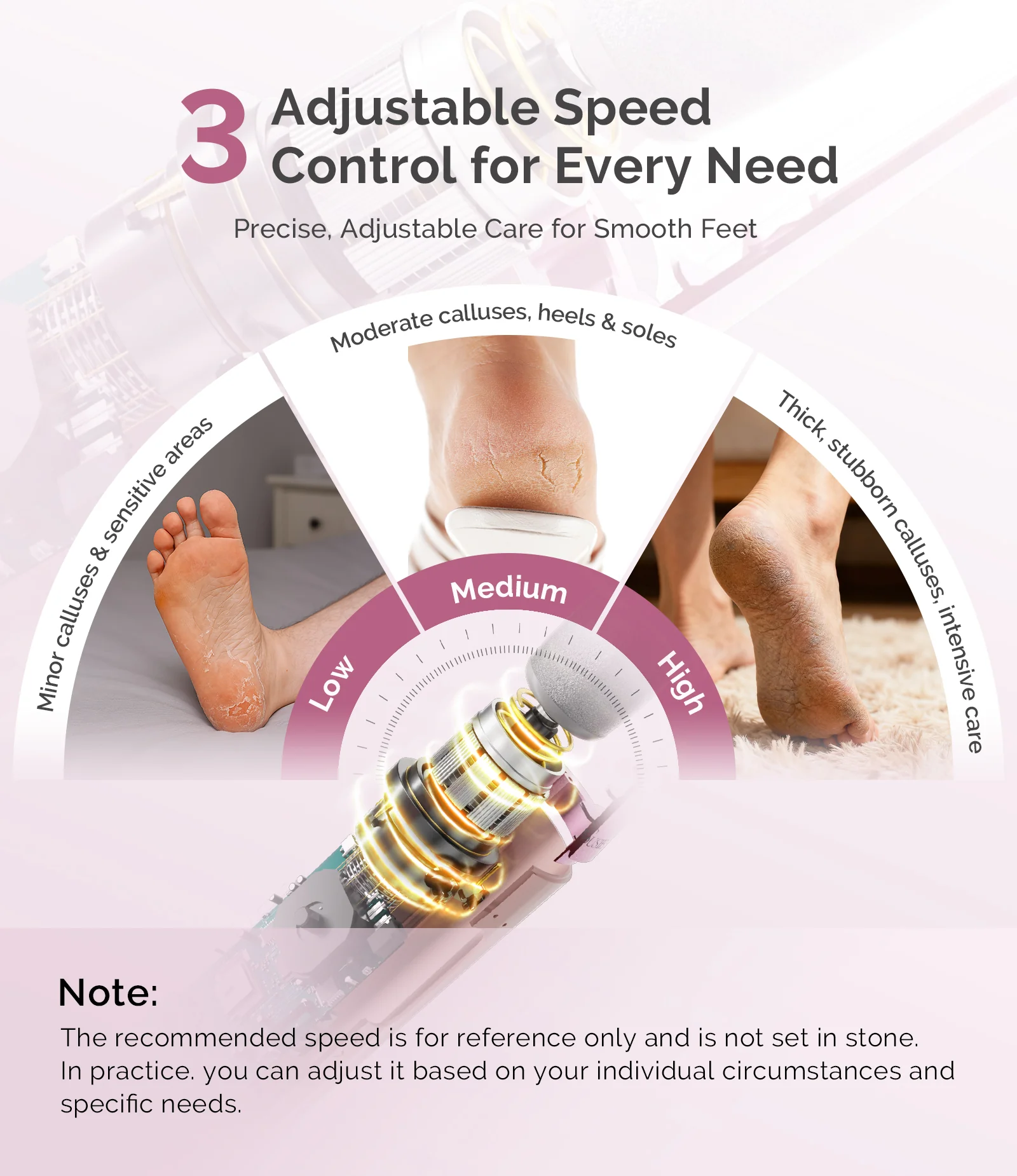 PC800G Rechargeable Feet Callus Remover - Pink Rose - Image 4