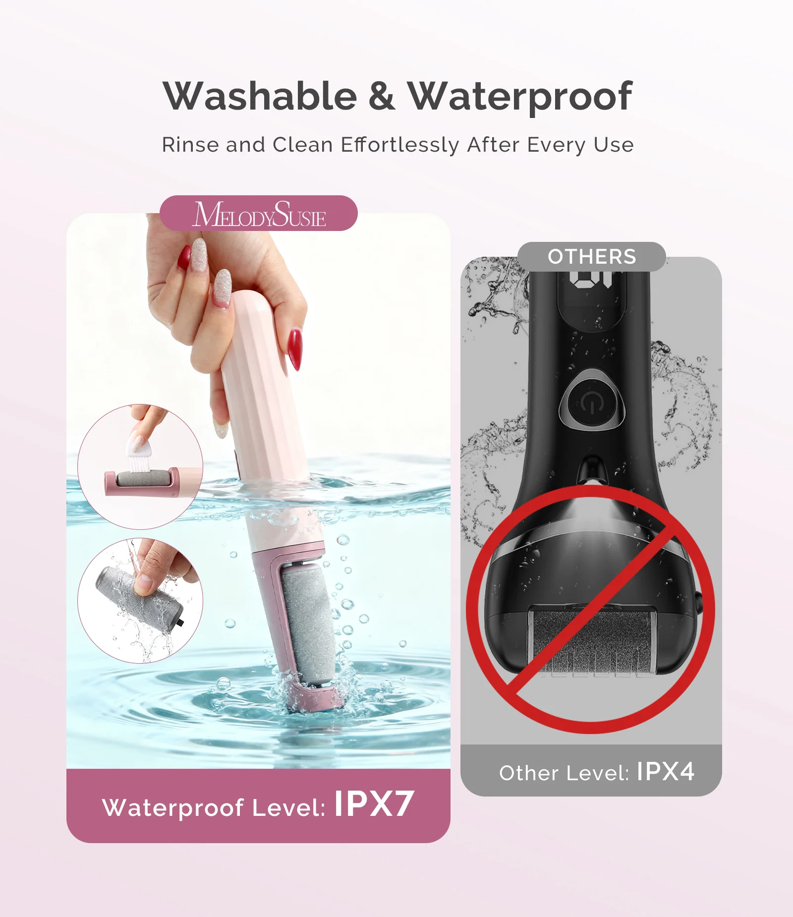 PC800G Rechargeable Feet Callus Remover - Pink Rose - Image 6