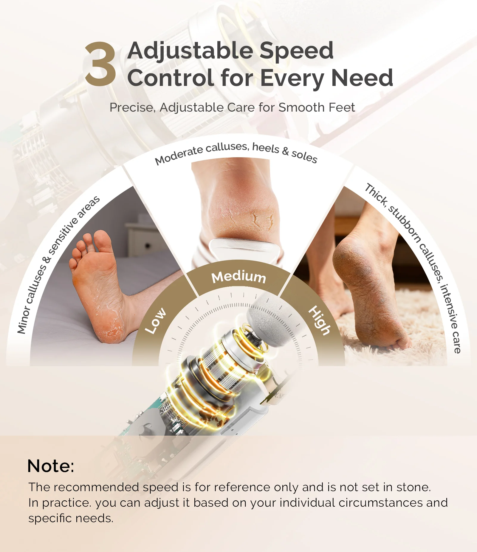 PC800G Rechargeable Feet Callus Remover - White Gold - Image 4