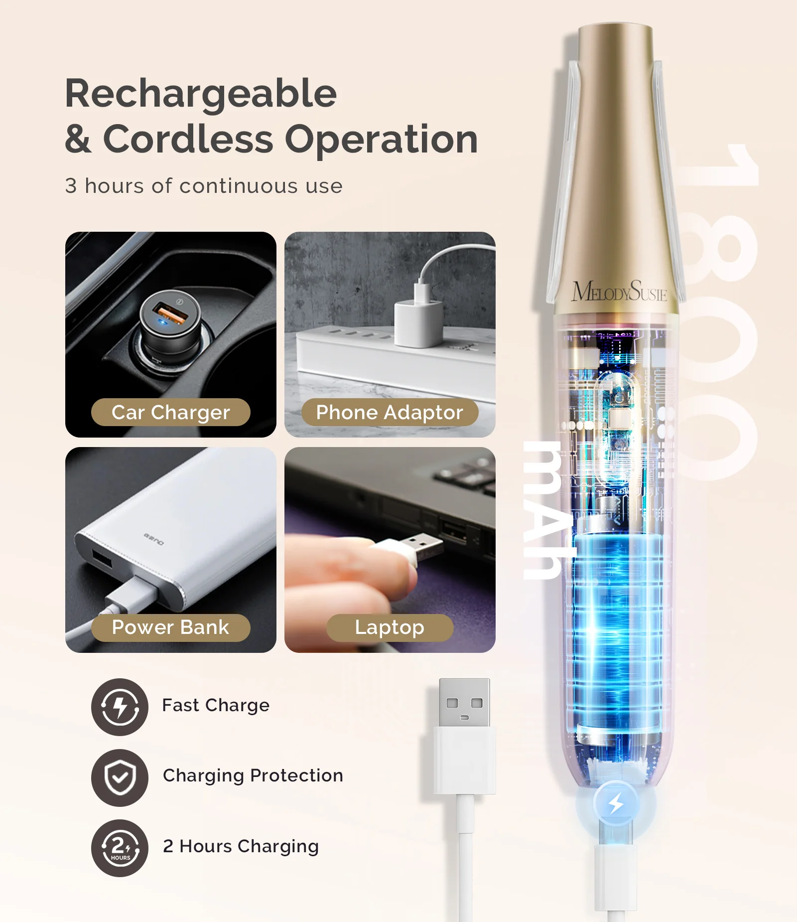 PC800G Rechargeable Feet Callus Remover - White Gold - Image 5