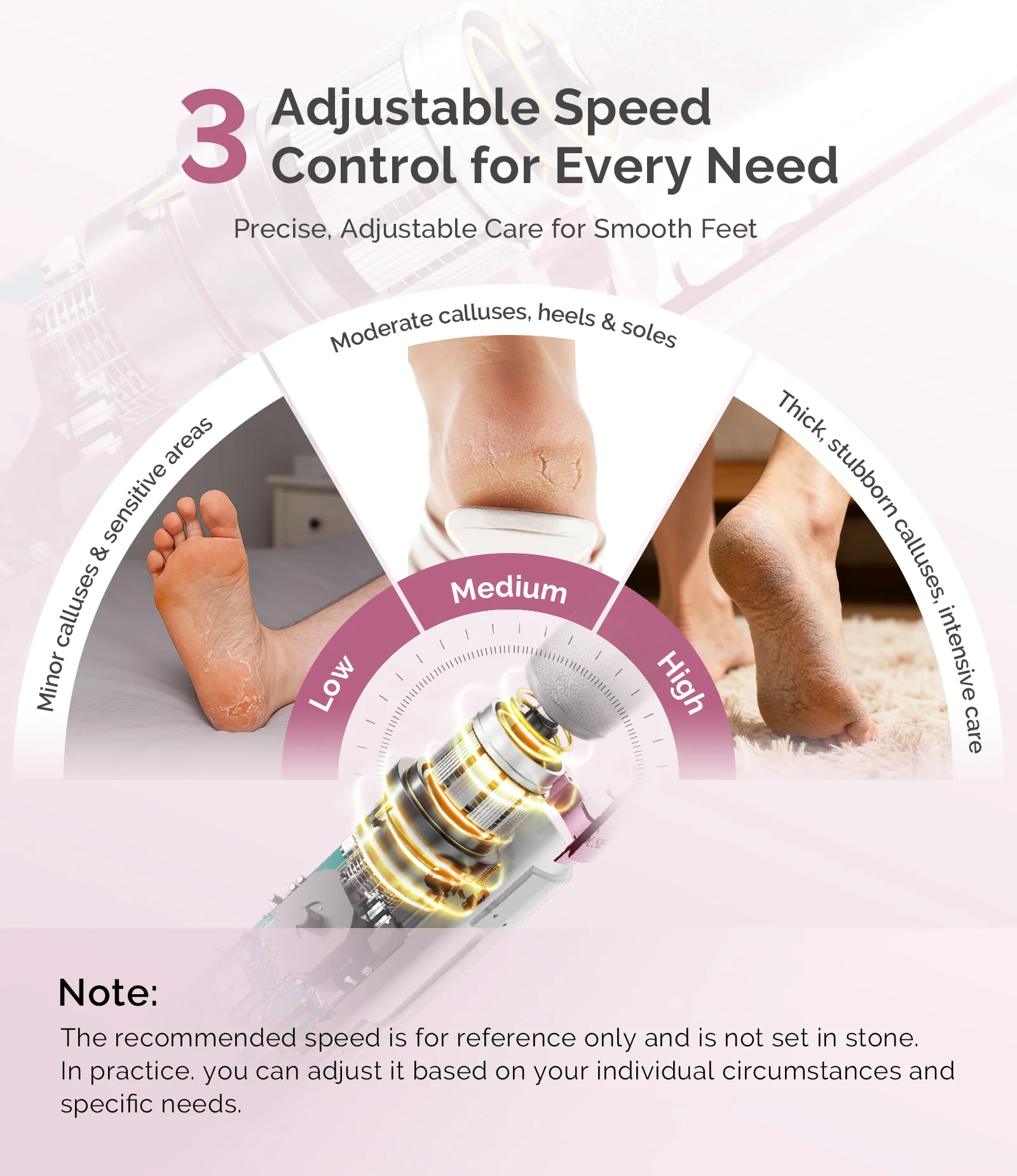 PC800G Rechargeable Feet Callus Remover - White Rose - Image 4
